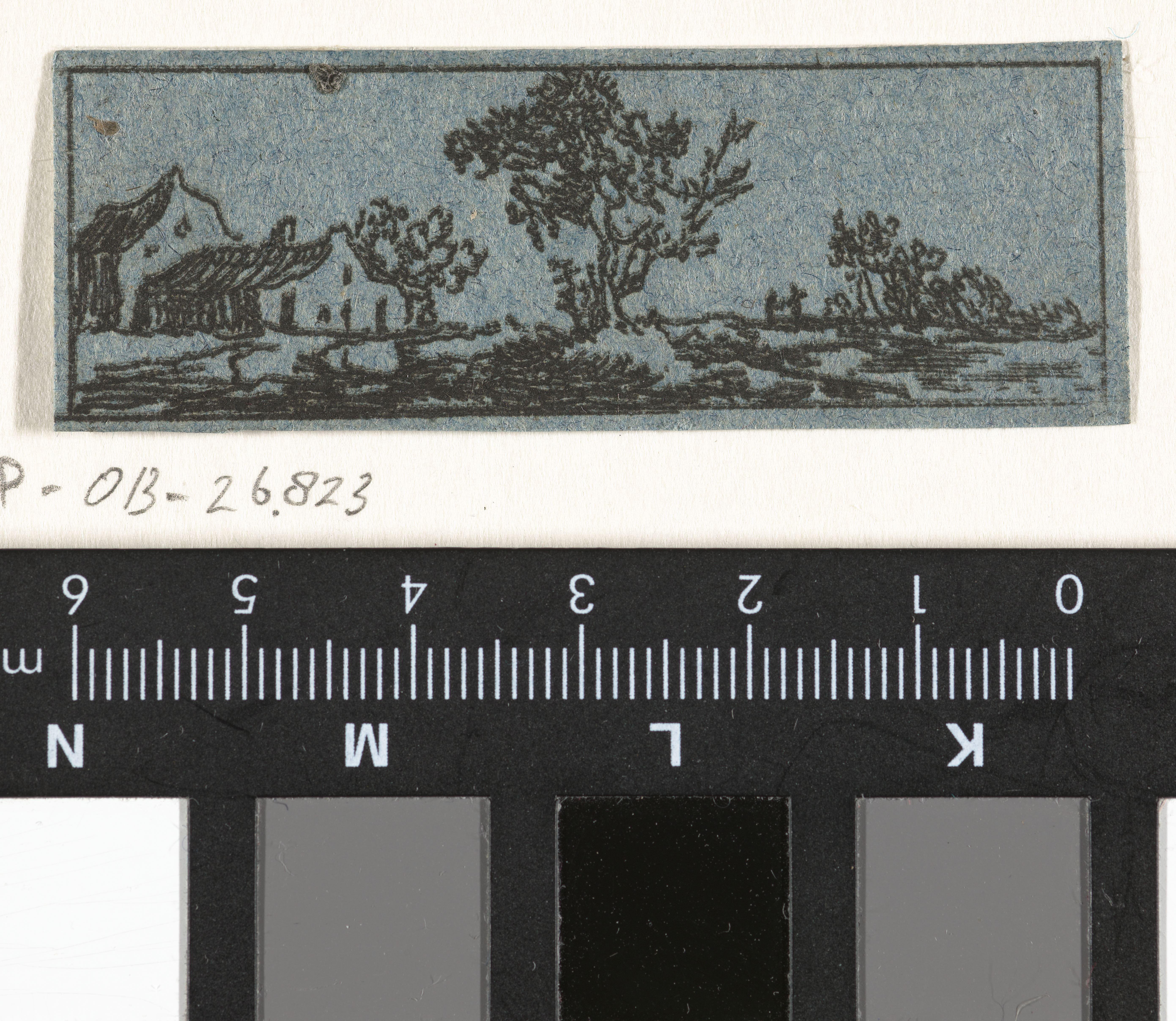 Landschap met boerderij en grote boom