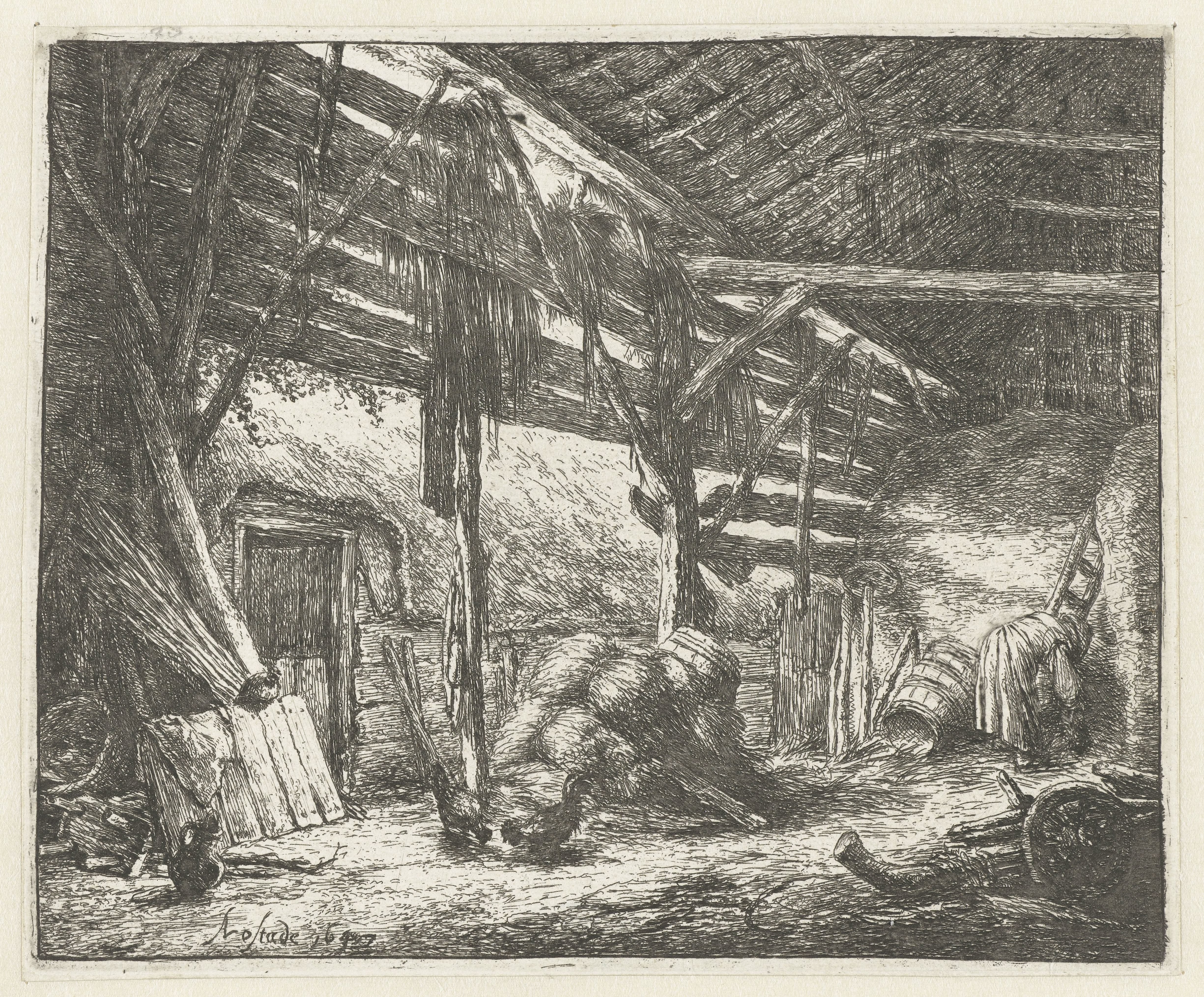 Interieur van hooischuur