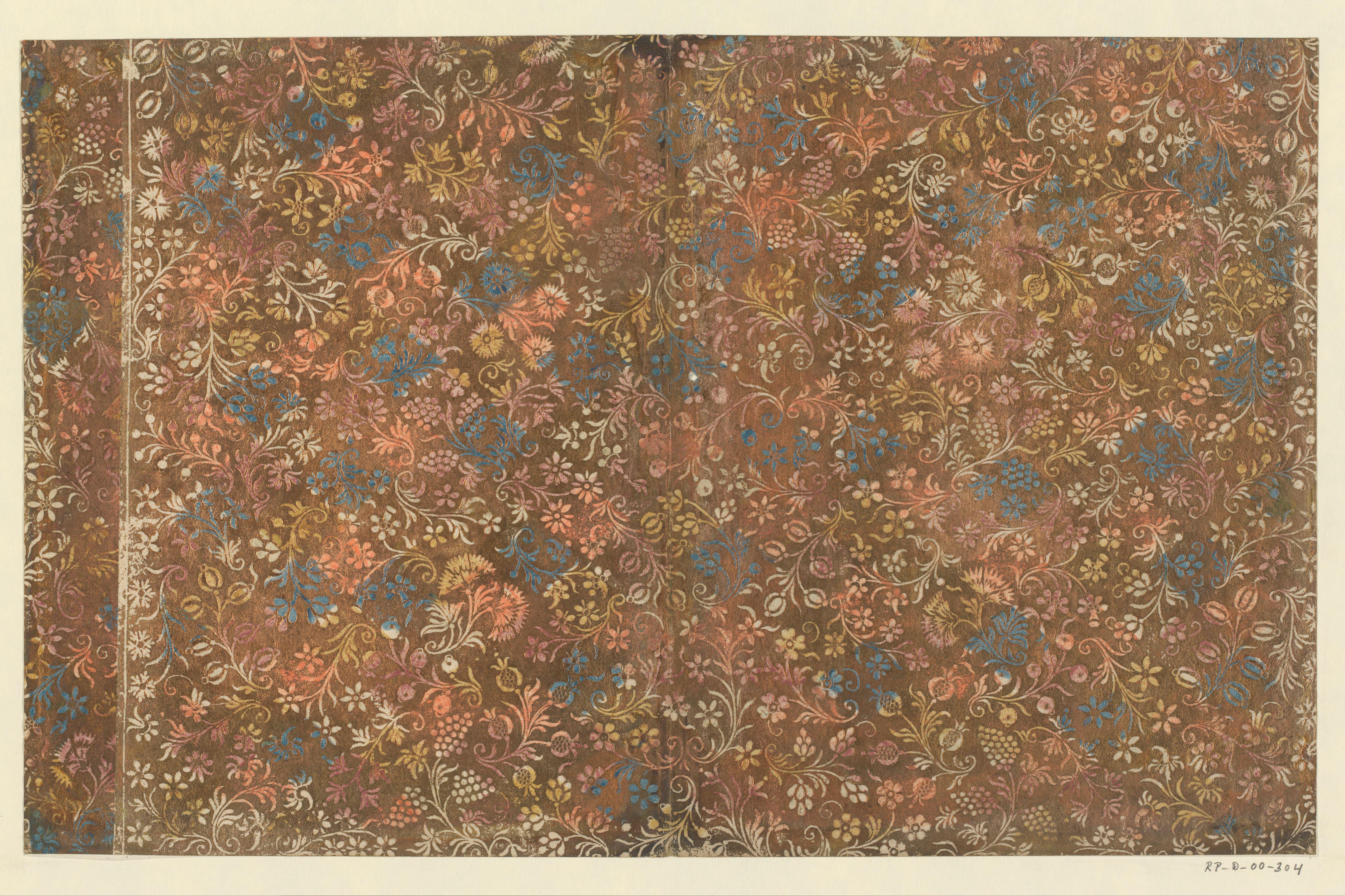 Blad met bloemen en vruchten