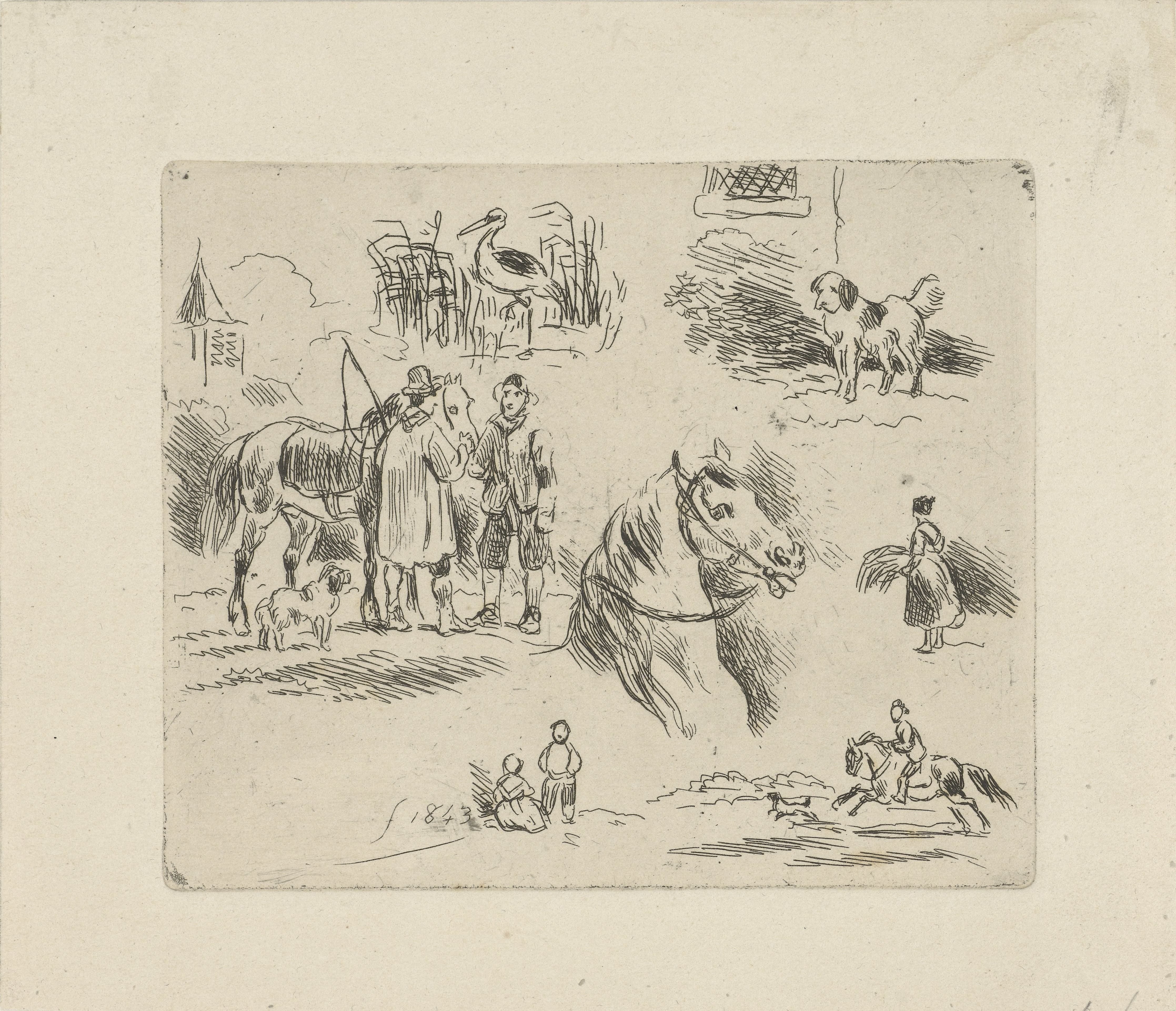 Studieblad van verschillende figuren