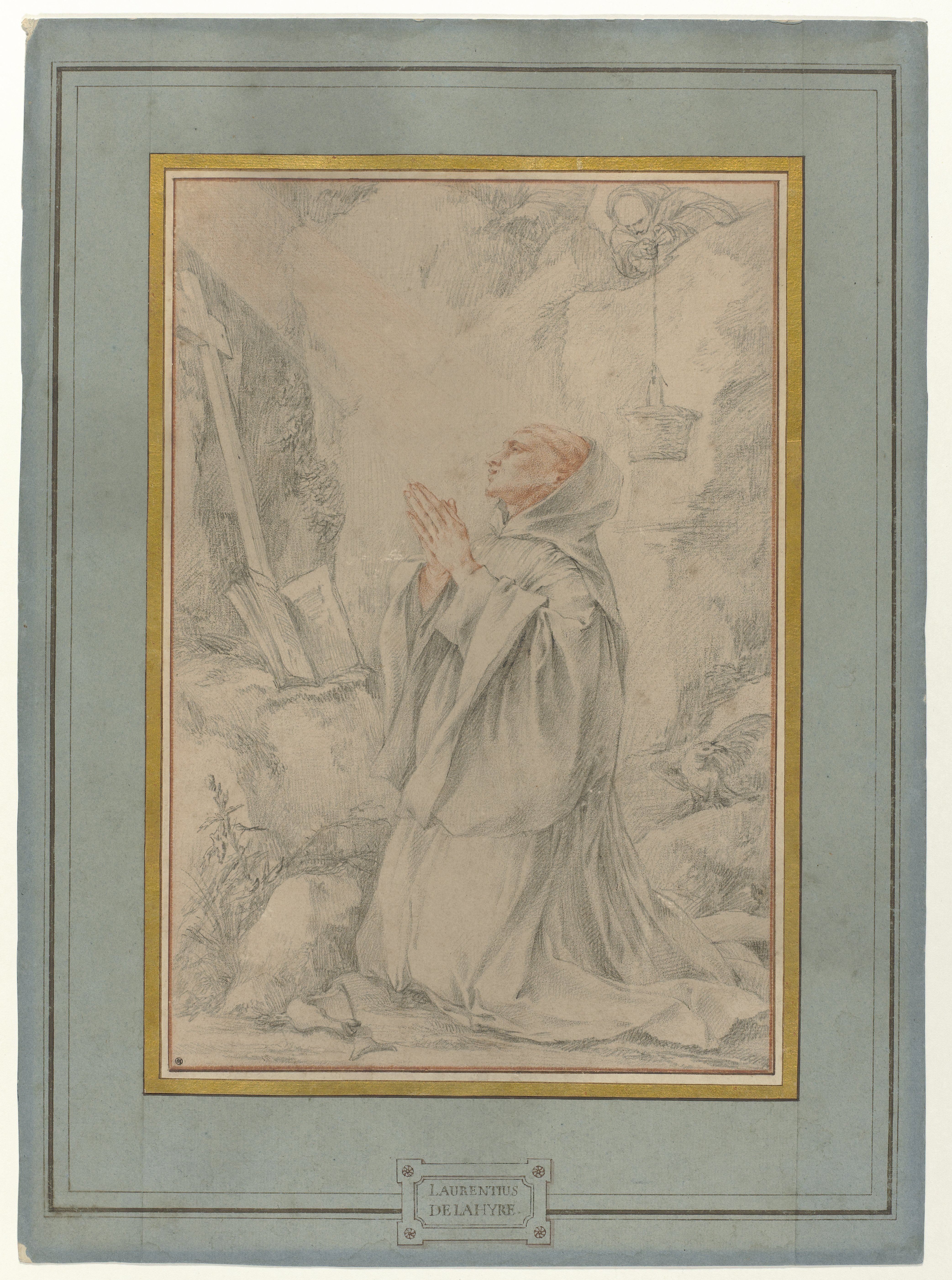 H. Benedictus biddend in een grot