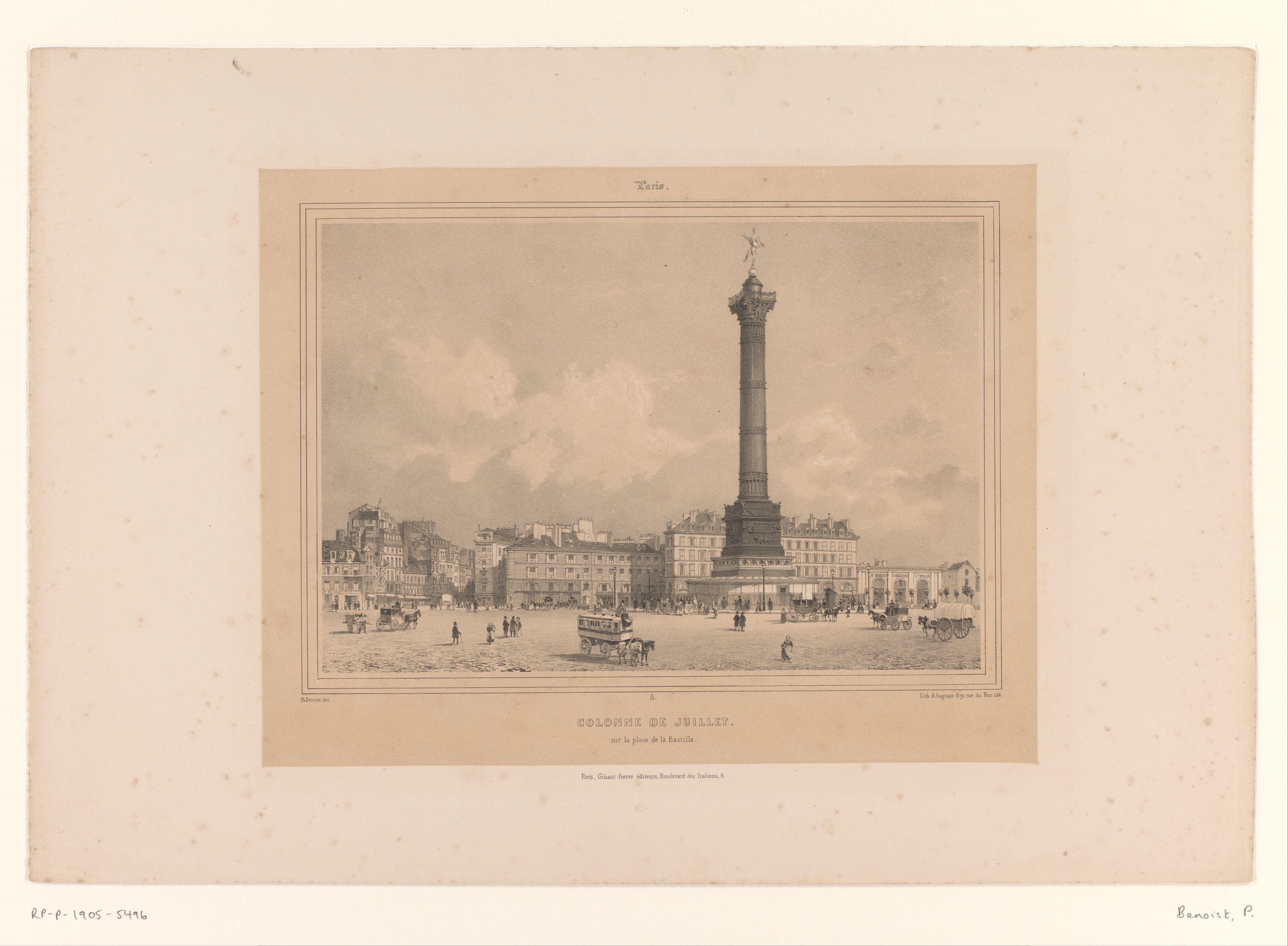 Zicht op de Juli-zuil op de Place de la Bastille