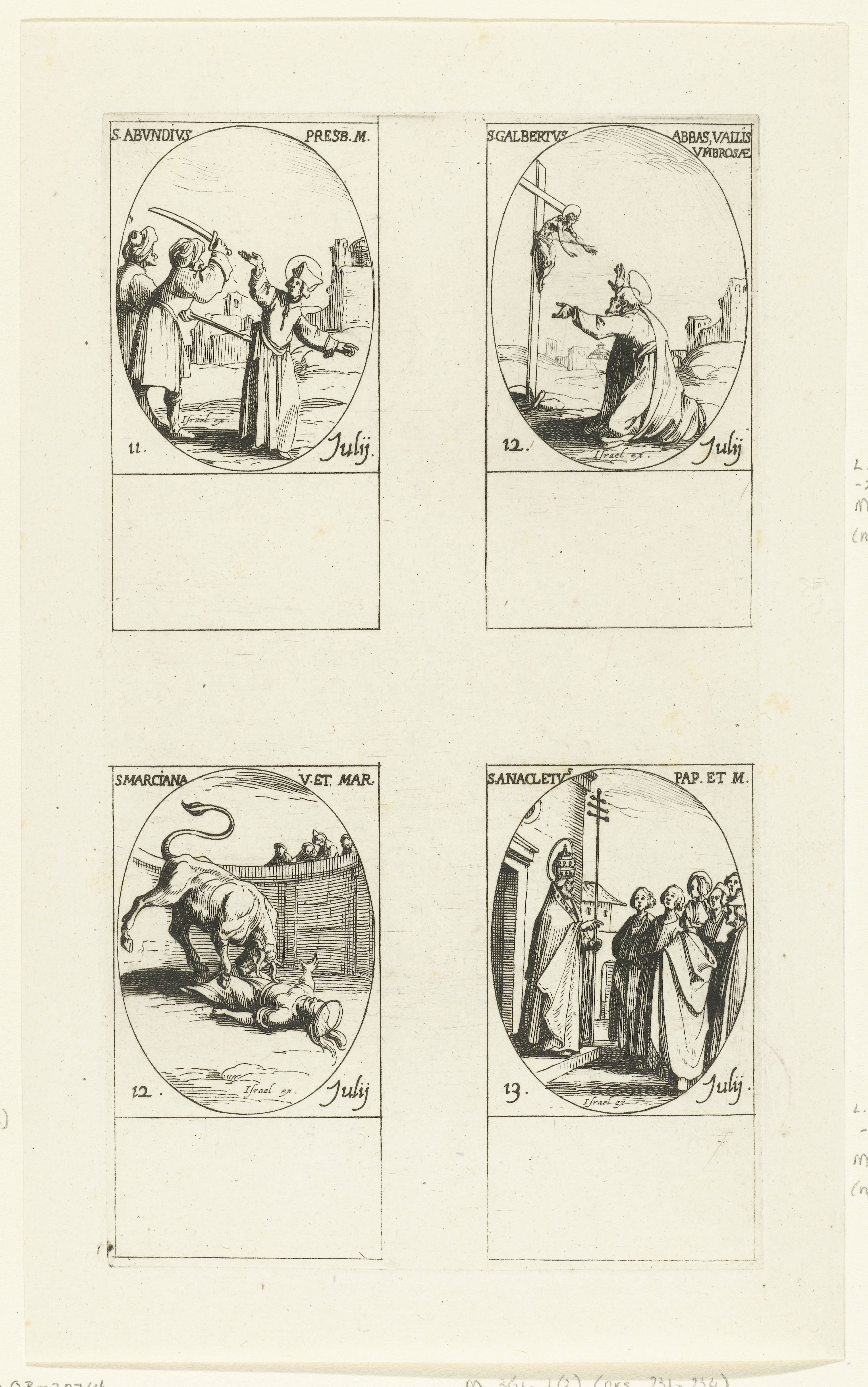Heilige Abundius van Cordoba, Heilige Johannes Gualbertus, Heilige Marciana van Toledo/Caesarea, Heilige Anacletus (11-13 juli)