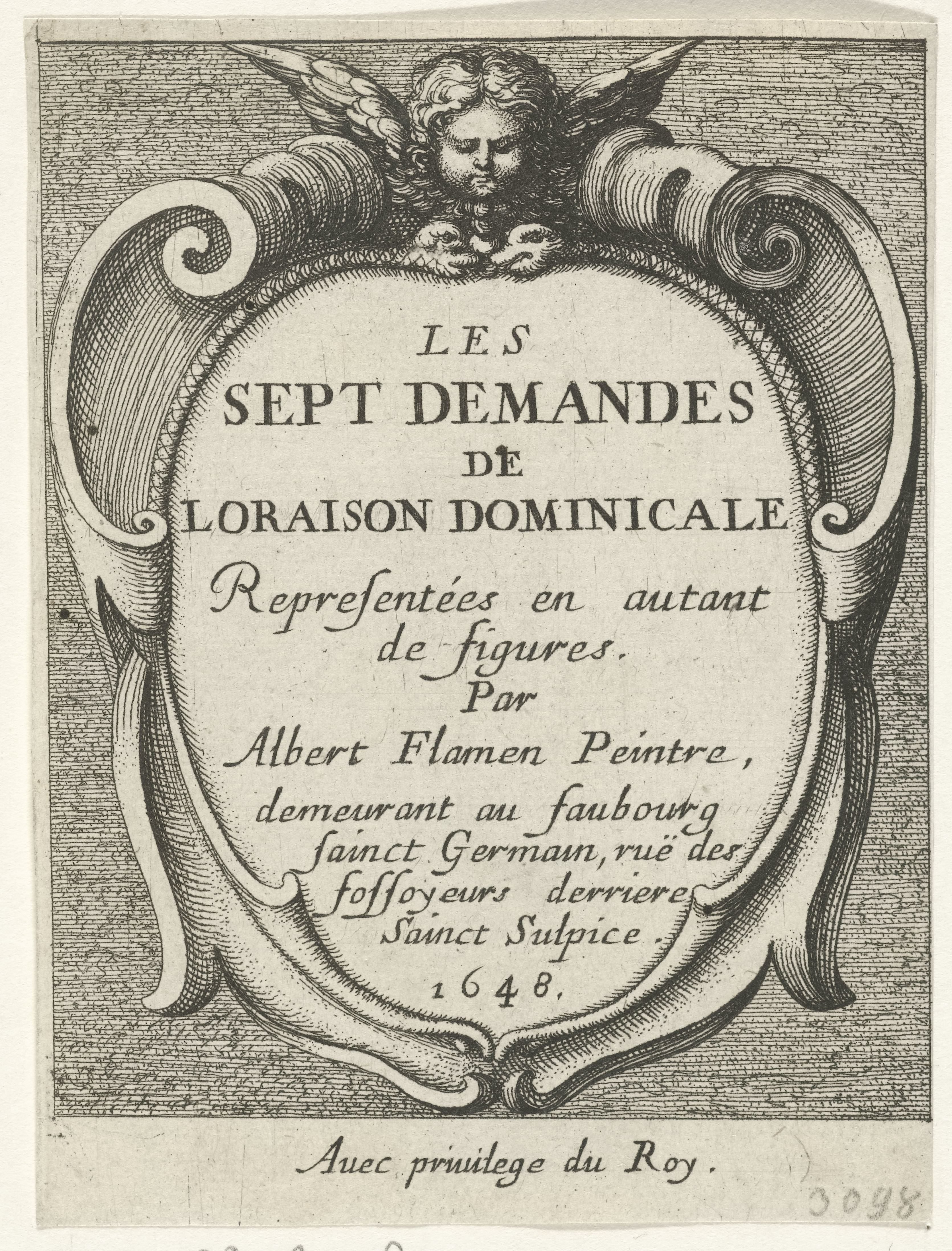 Cartouche met engelhoofdje