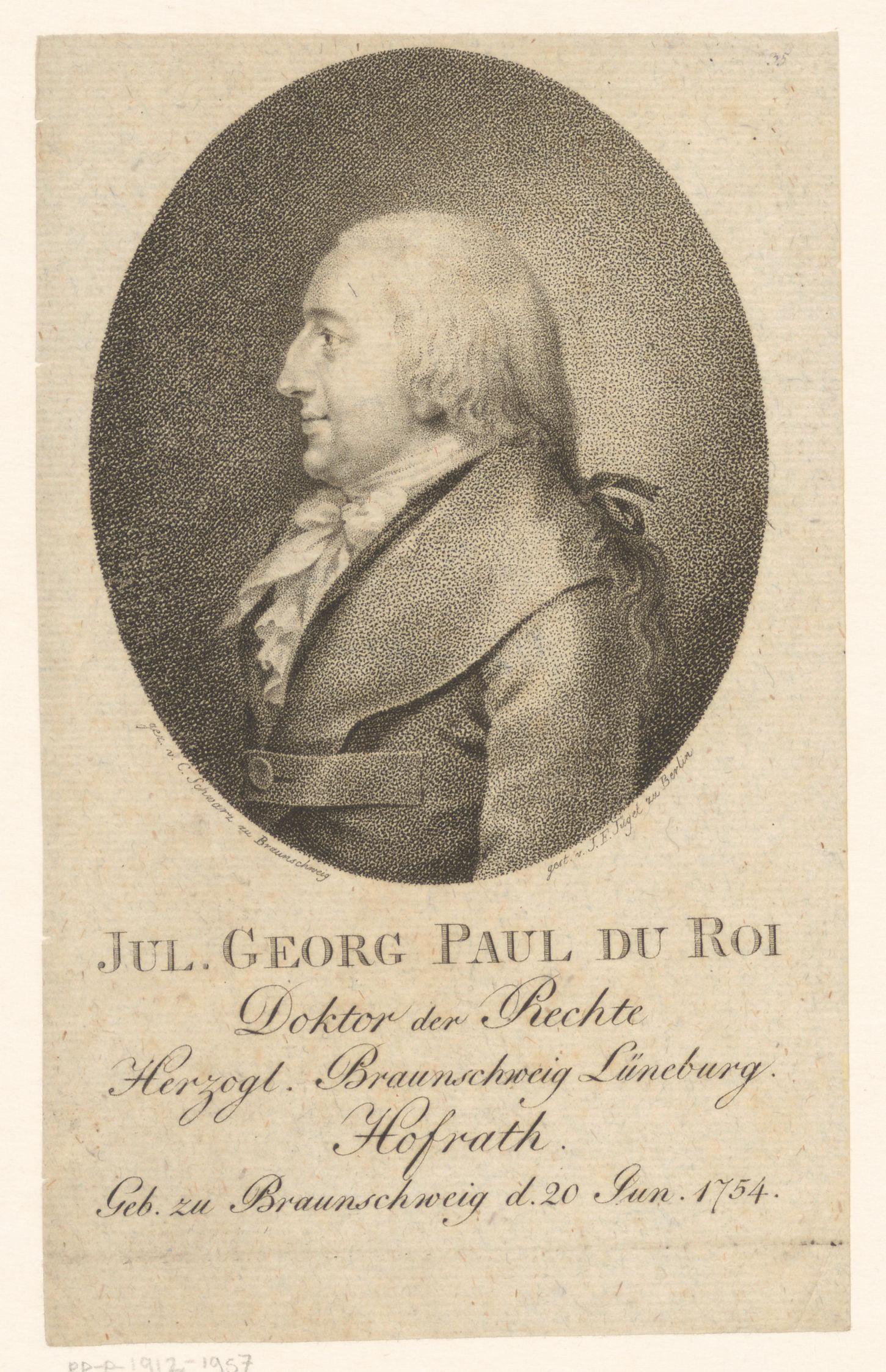 Portret van Julius Georg Paul du Roi