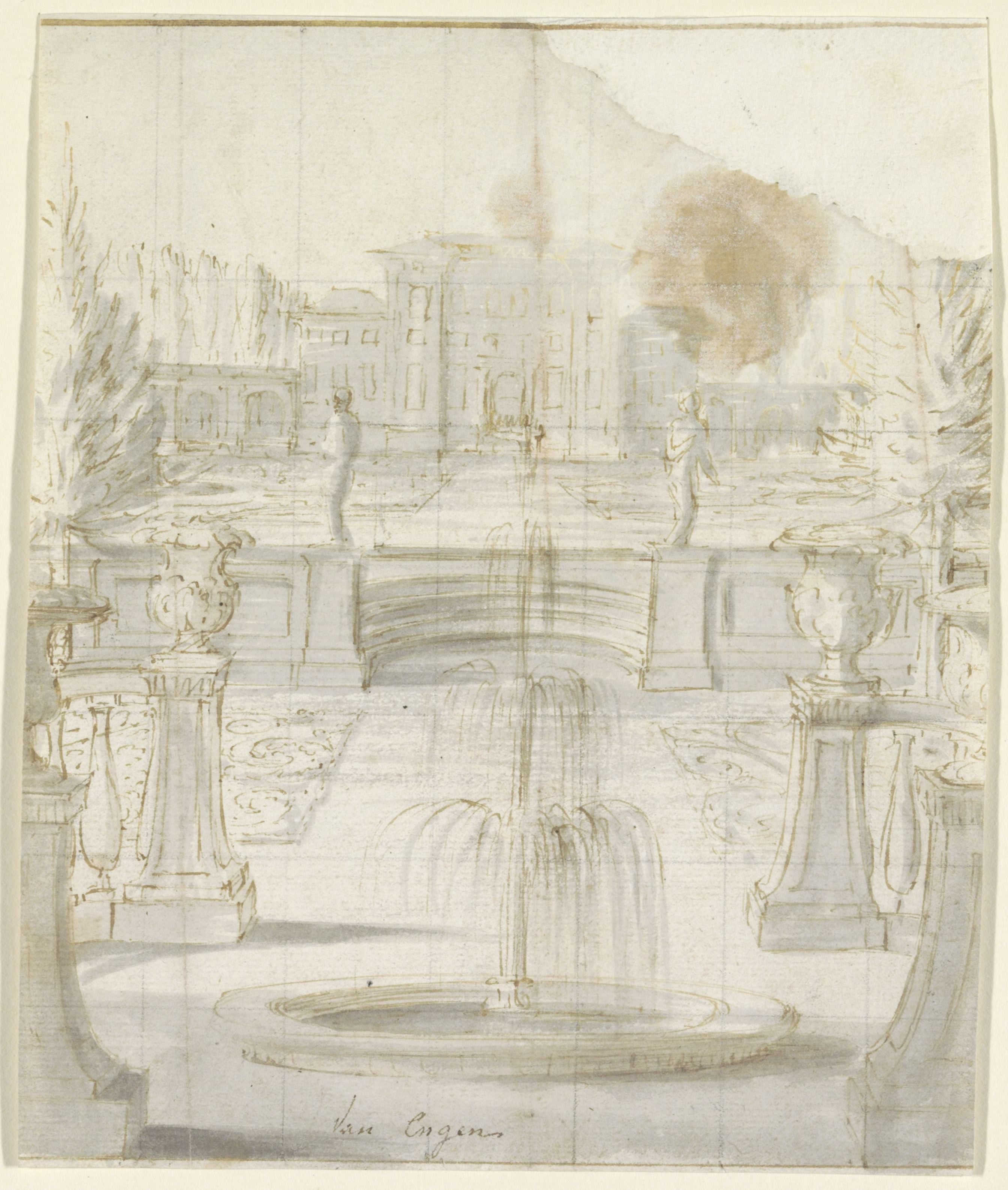 Tuinlandschap met landhuis