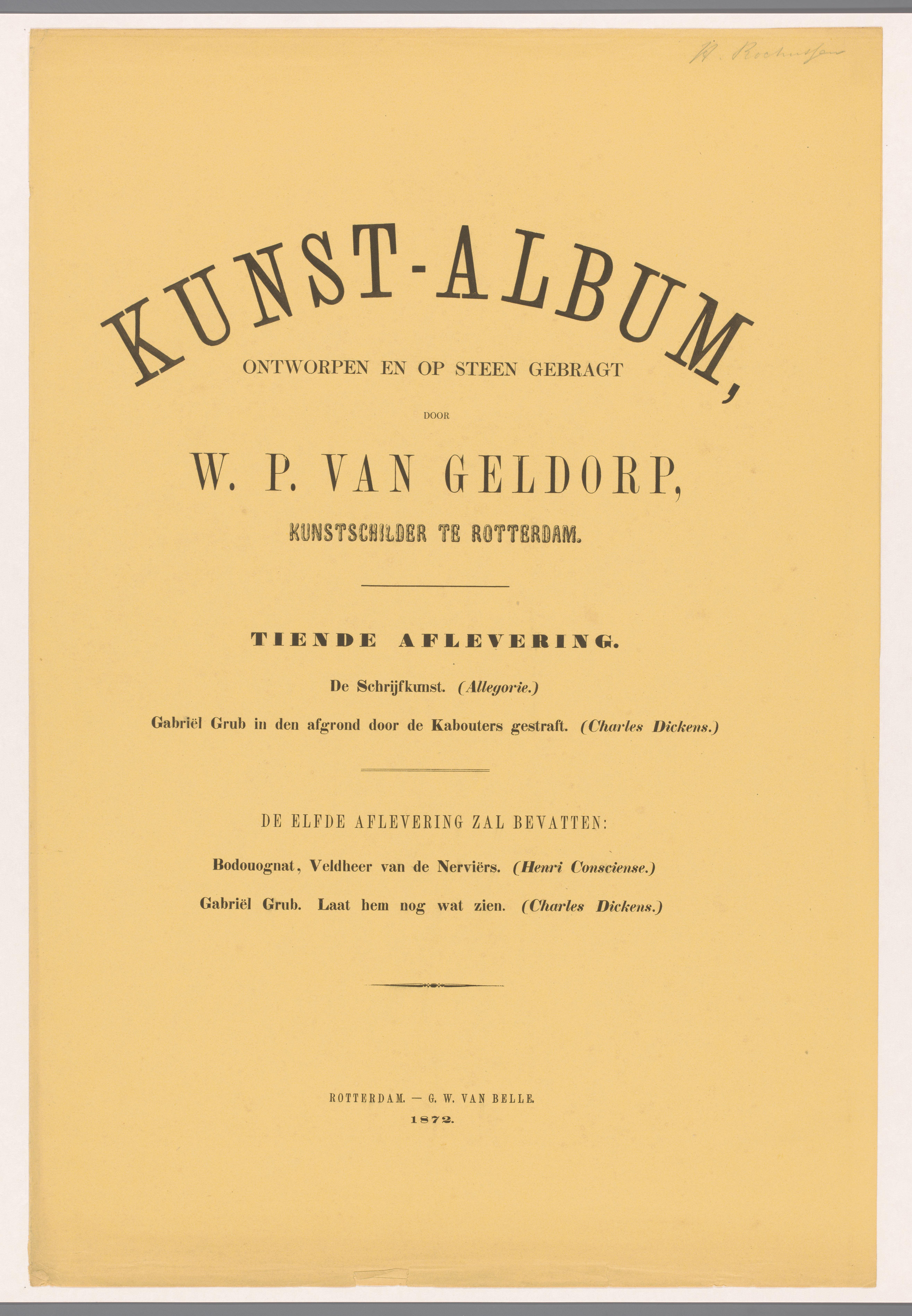 Omslag voor Kunst-Album door W. P. van Geldorp tiende aflevering 1872