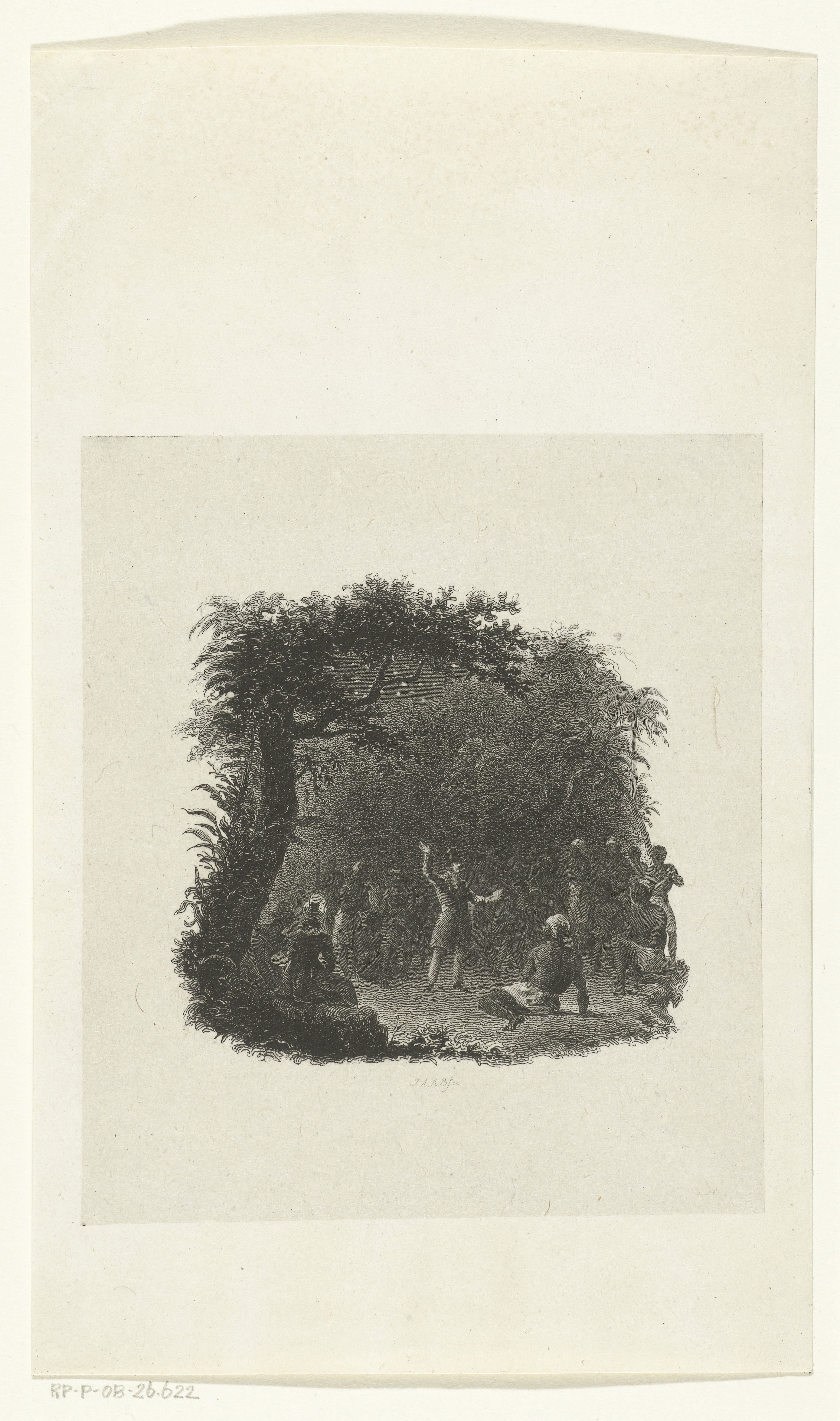 Edwin Bligh Reads from the Bible to Enslaved African Americans in a Forest in Mississippi
