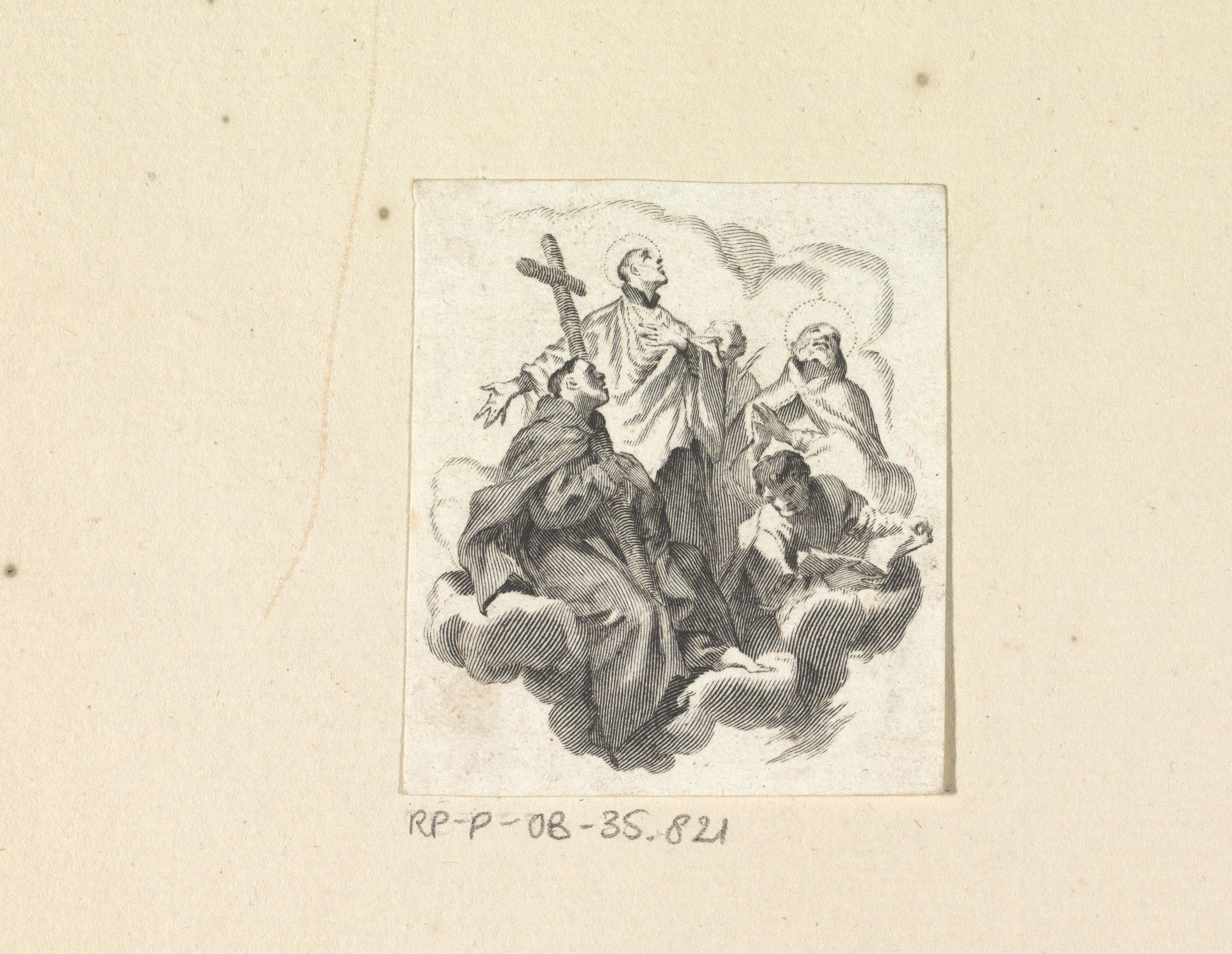 Groep heiligen op wolken