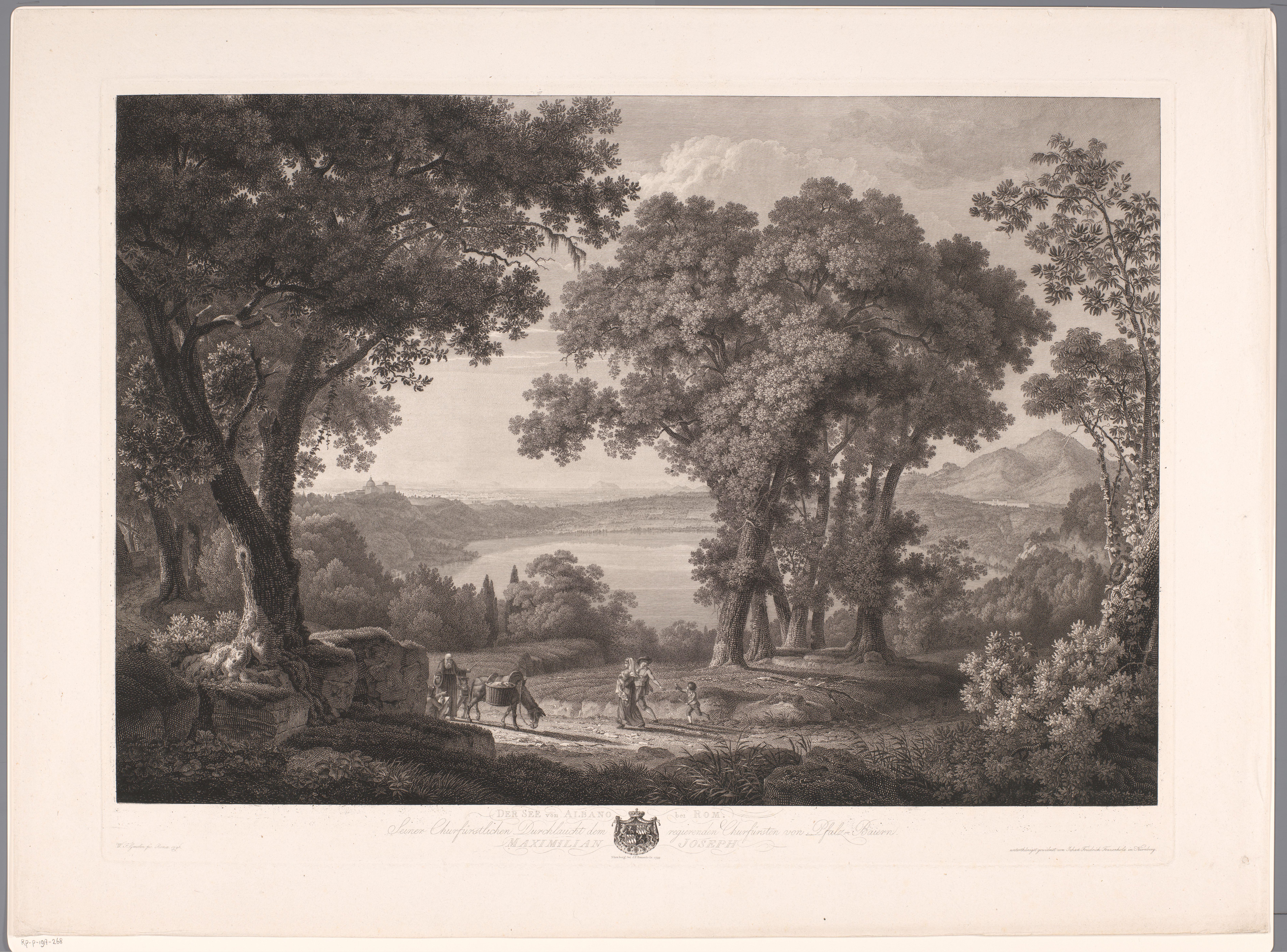 Zicht op het meer van Albano bij Rome