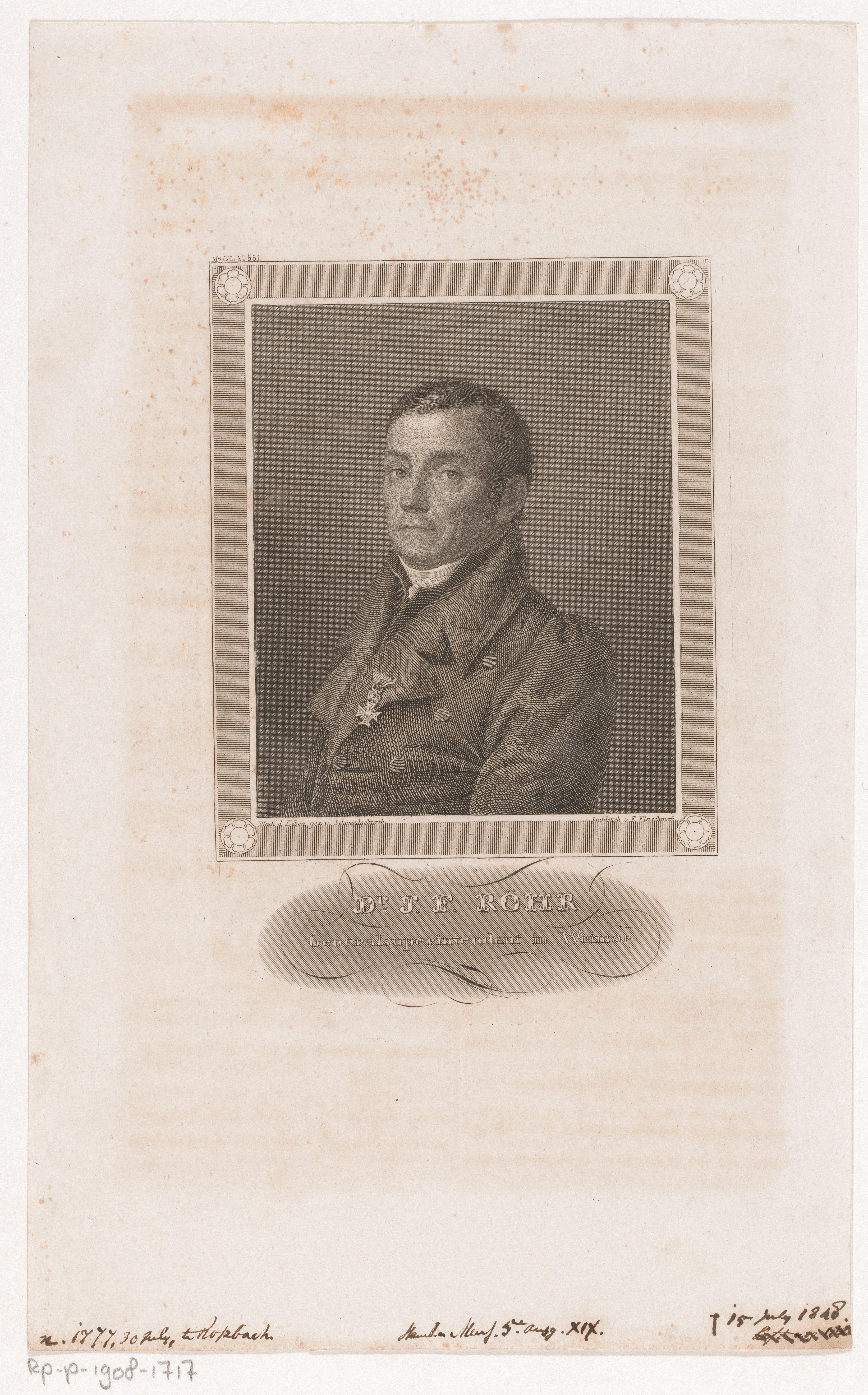 Portret van Johann Friedrich Röhr