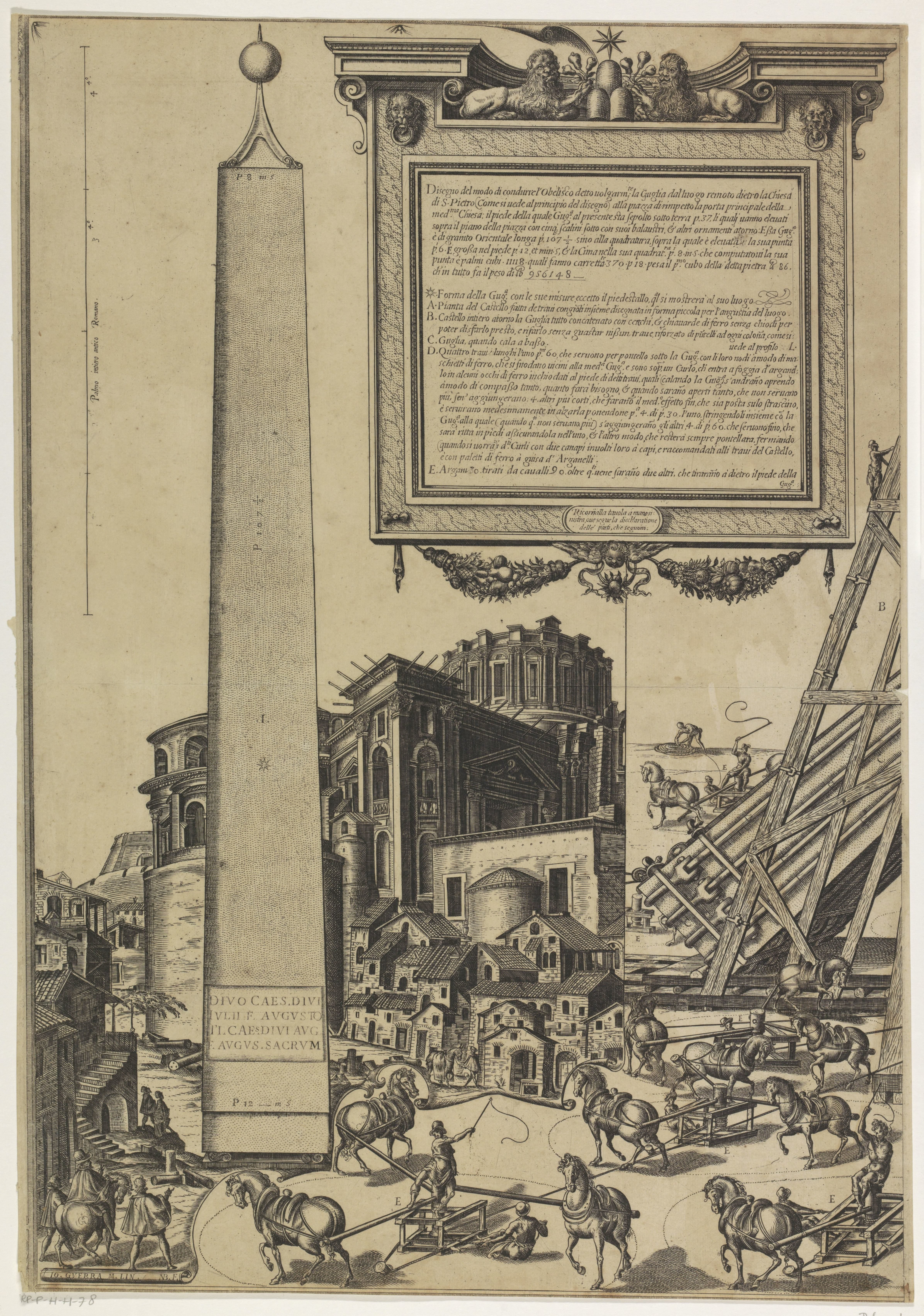 De oprichting van de obelisk op het St. Pietersplein