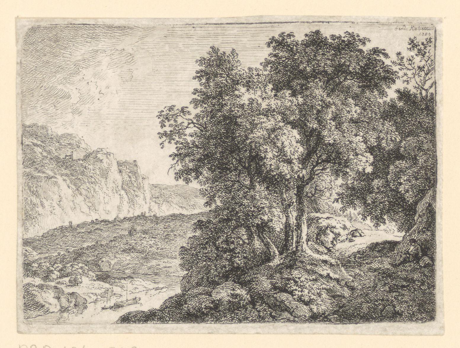 Rotsachtig landschap met zicht op een rivierdal