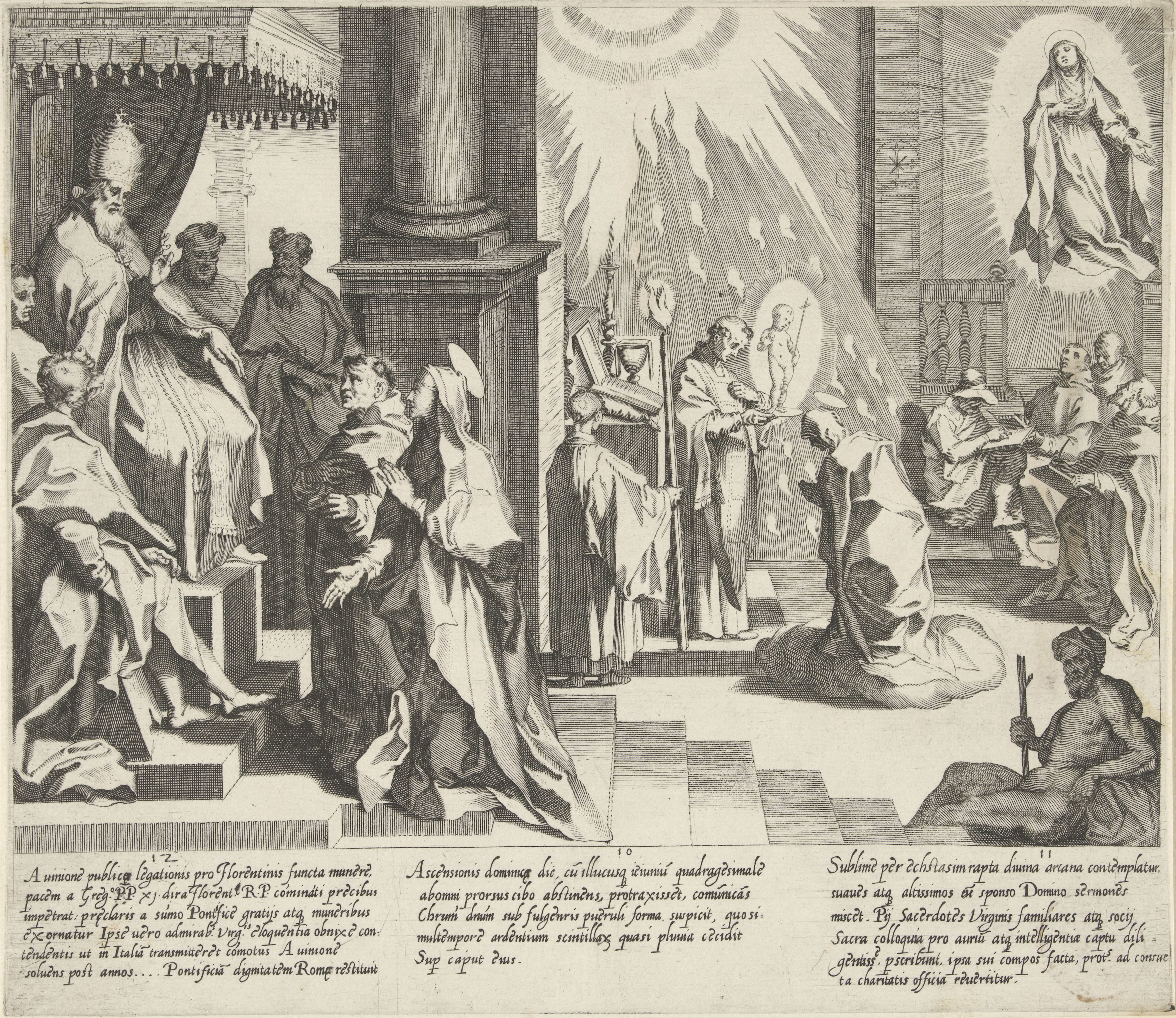 Catharina vraagt paus Gregorius XI om terug te keren naar Rome / Christus verschijnt aan Catharina / Catharina verschijnt aan geleerden