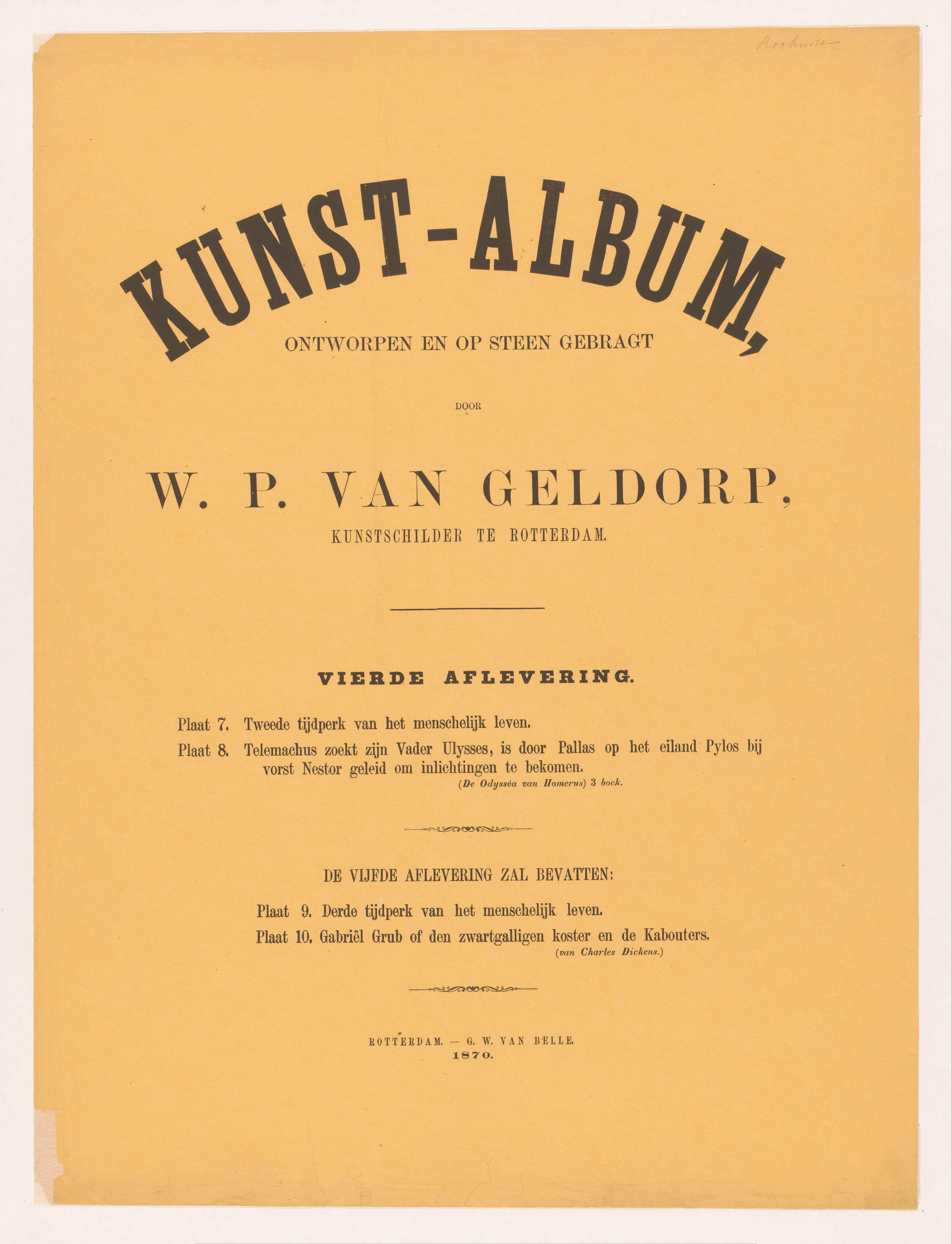 Omslag voor Kunst-Album door W. P. van Geldorp vierde aflevering 1870