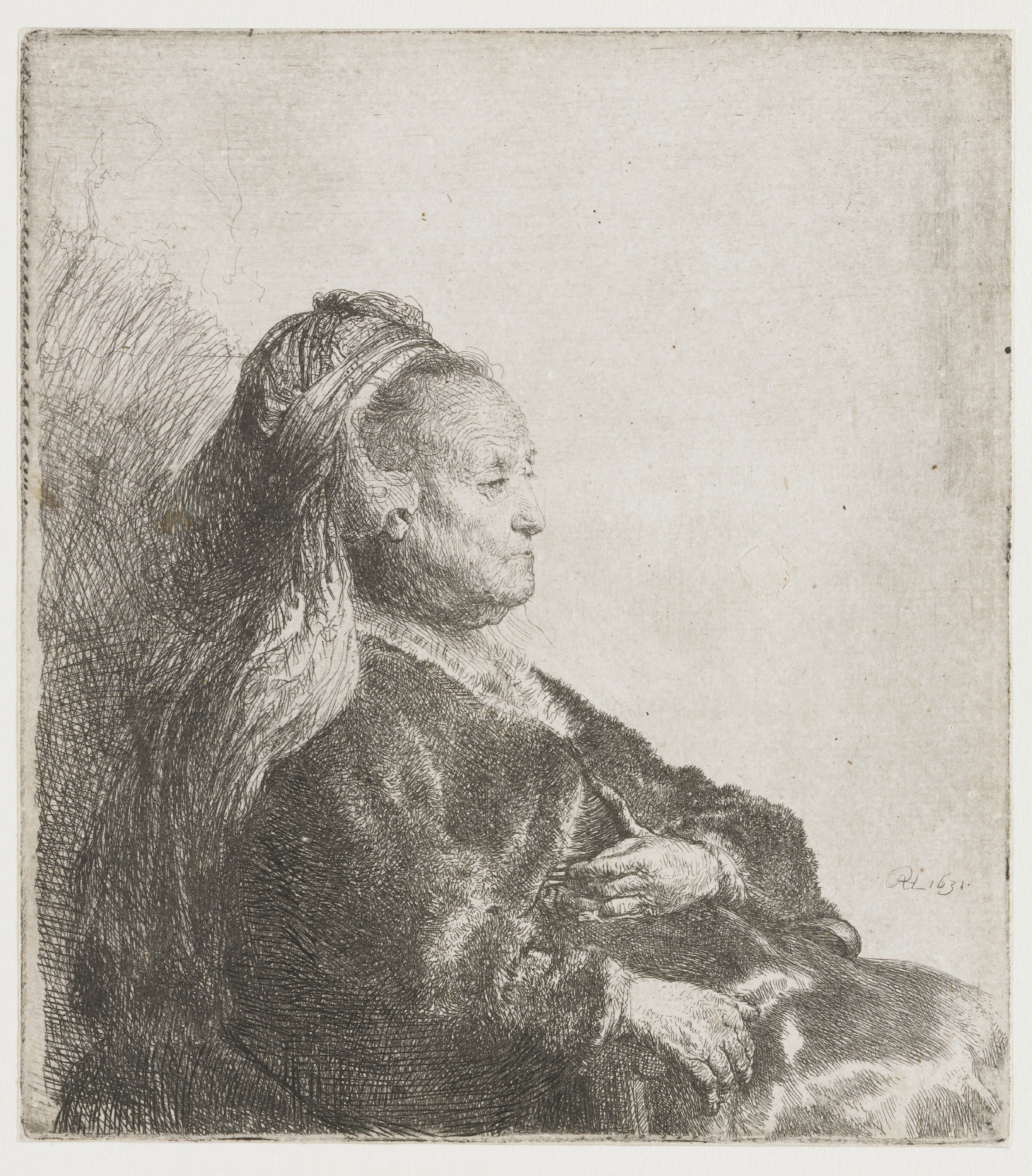 The artist's mother seated, in an oriental headdress: half length