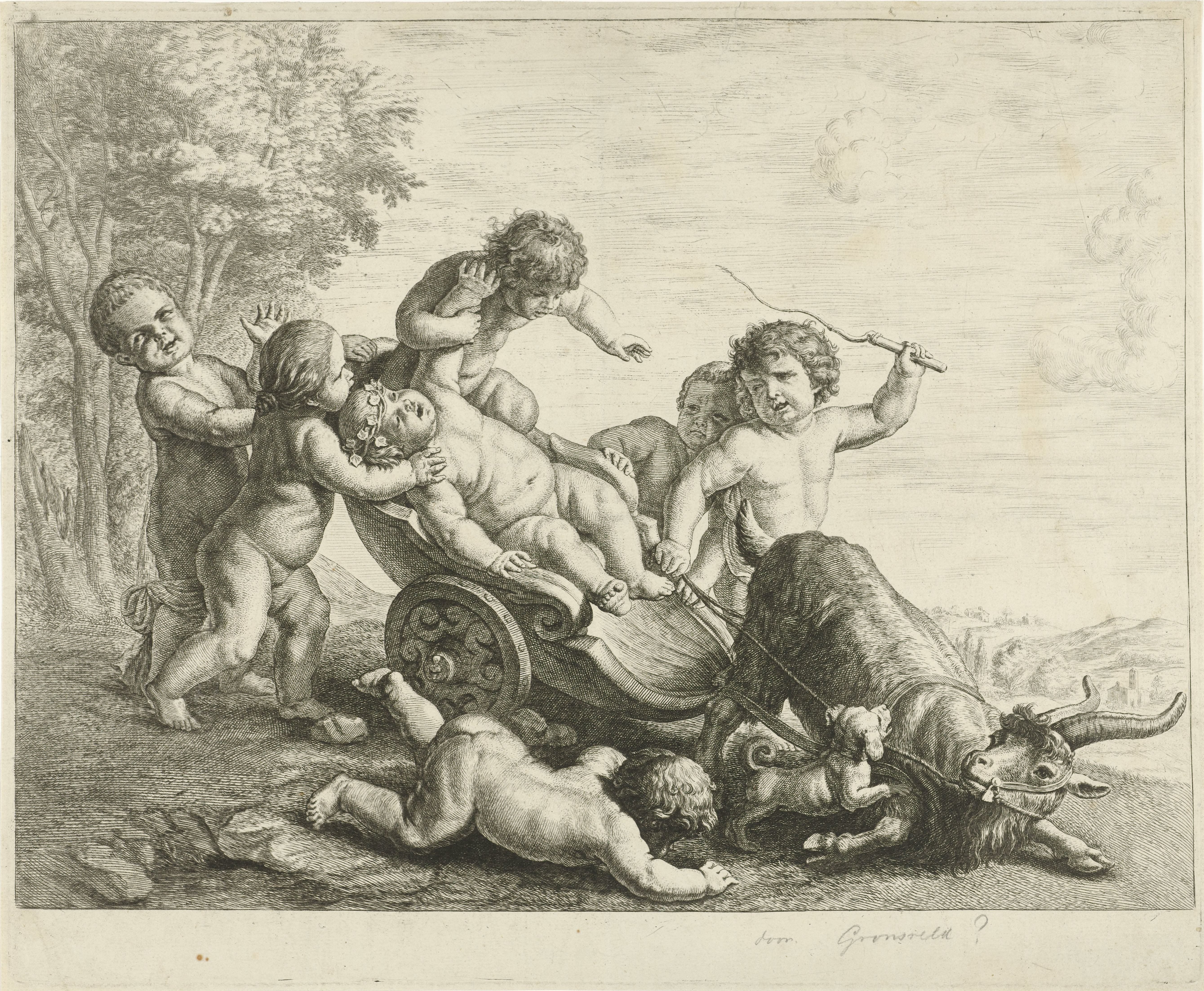 Putti met bokkenwagen