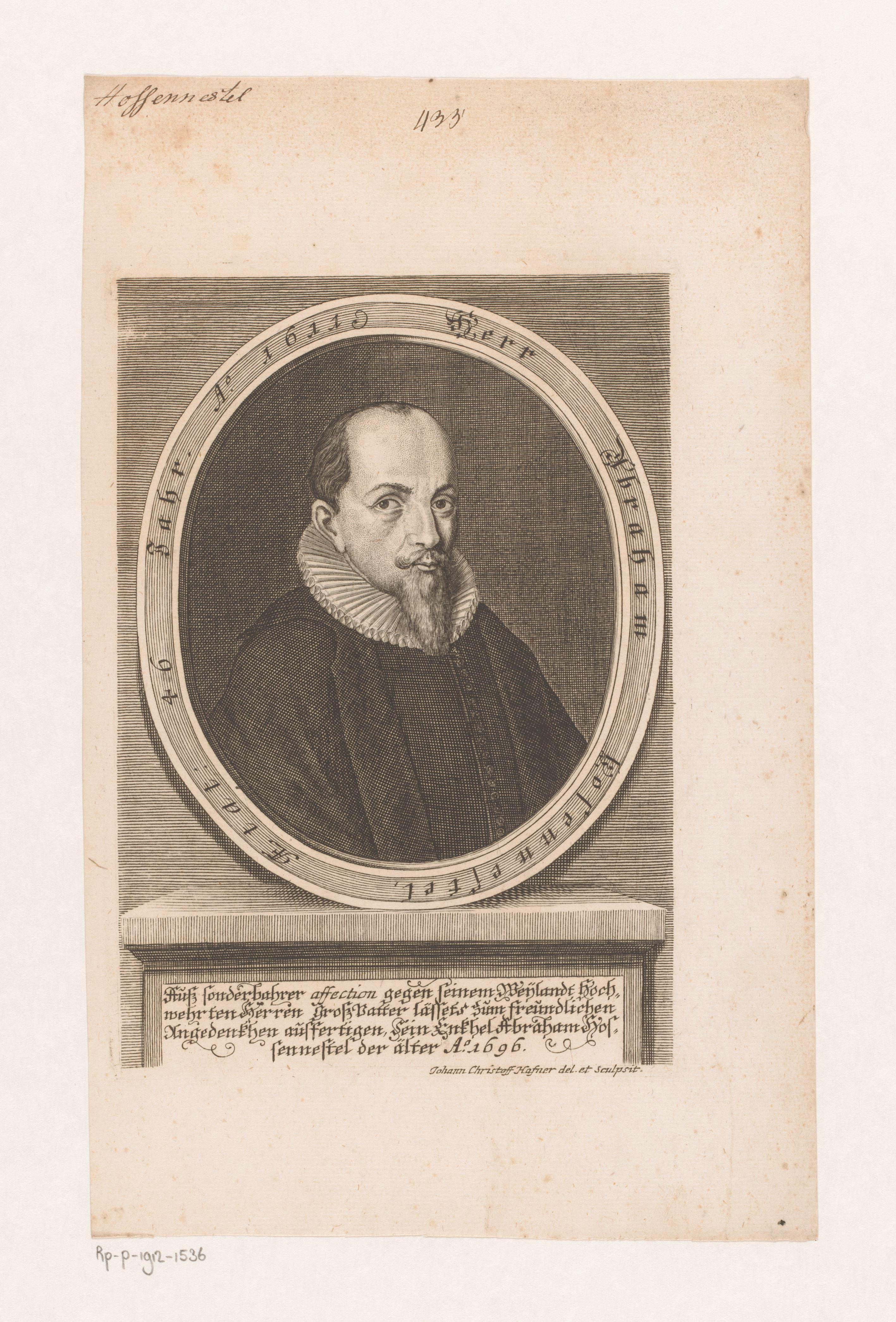 Portret van Abraham Hosennestel op 46-jarige leeftijd