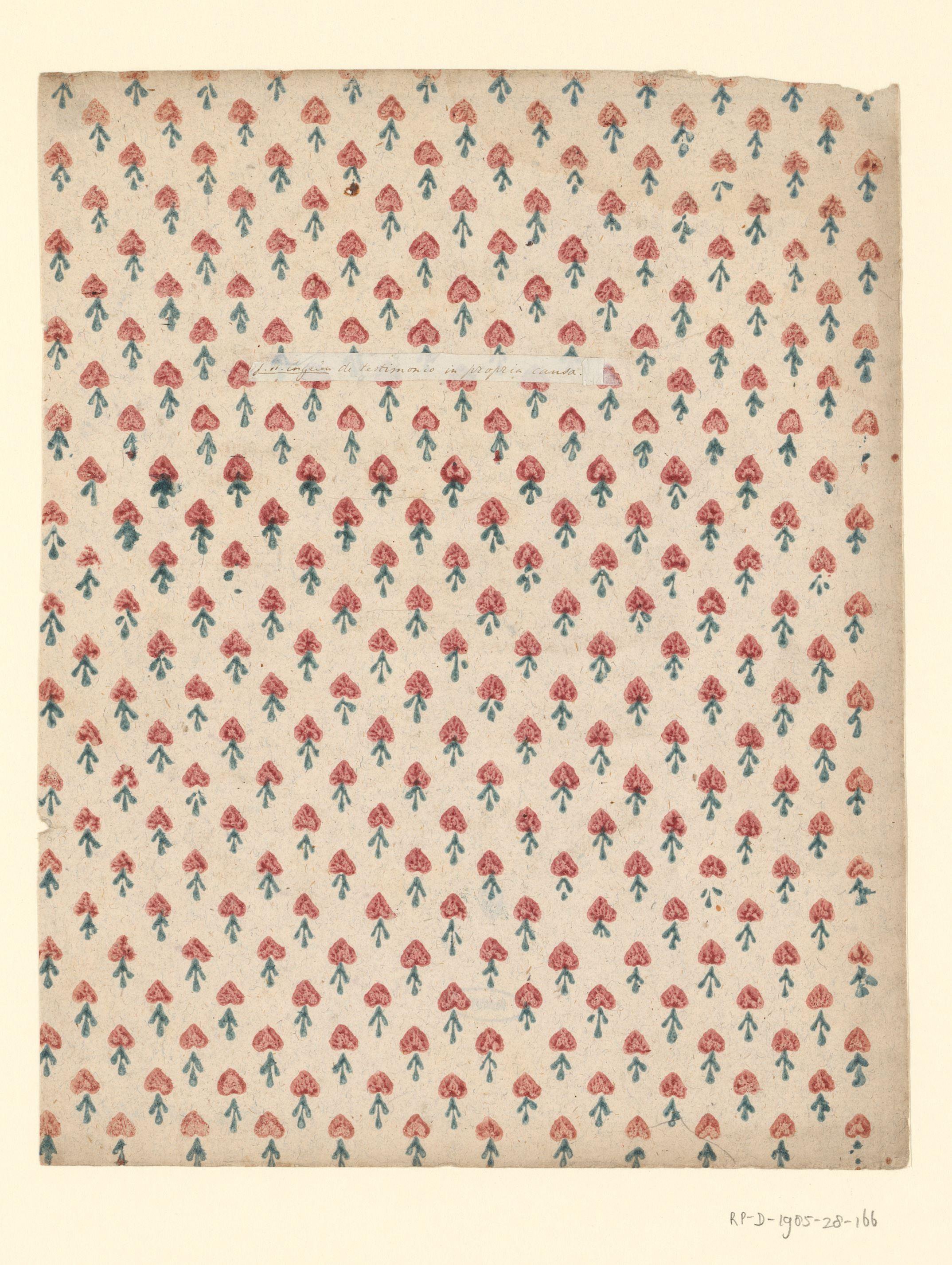 Blad met strooipatroon van hartmotief met takje