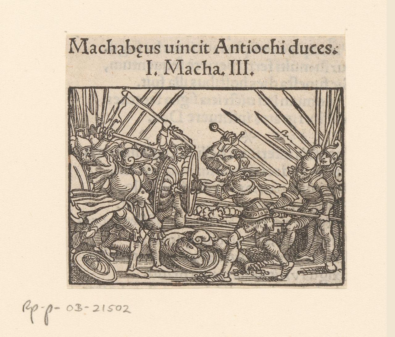 Judas Makkabeüs in gevecht met de troepen van Antiochus V Eupator
