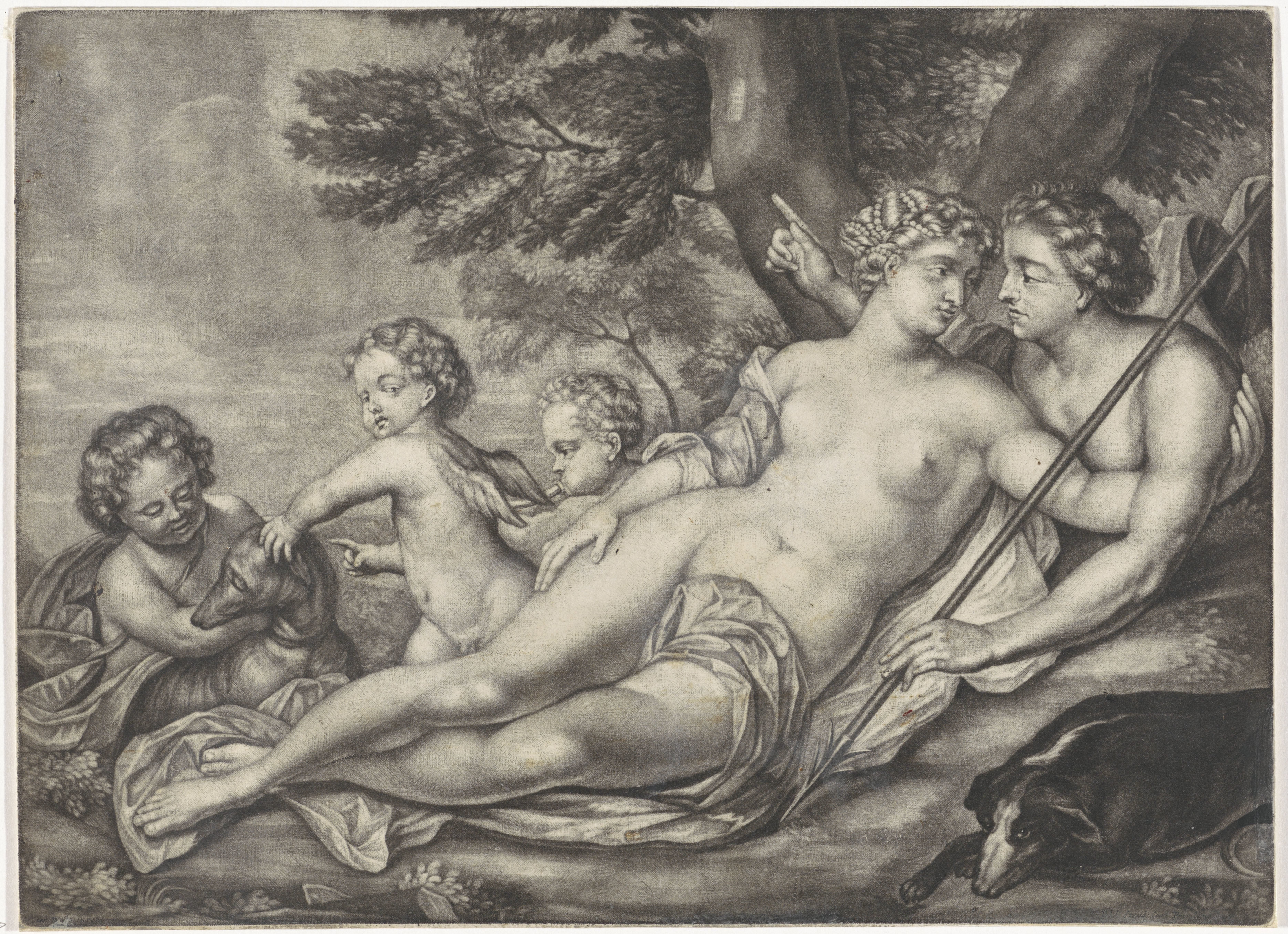 Venus weerhoudt Adonis van de jacht