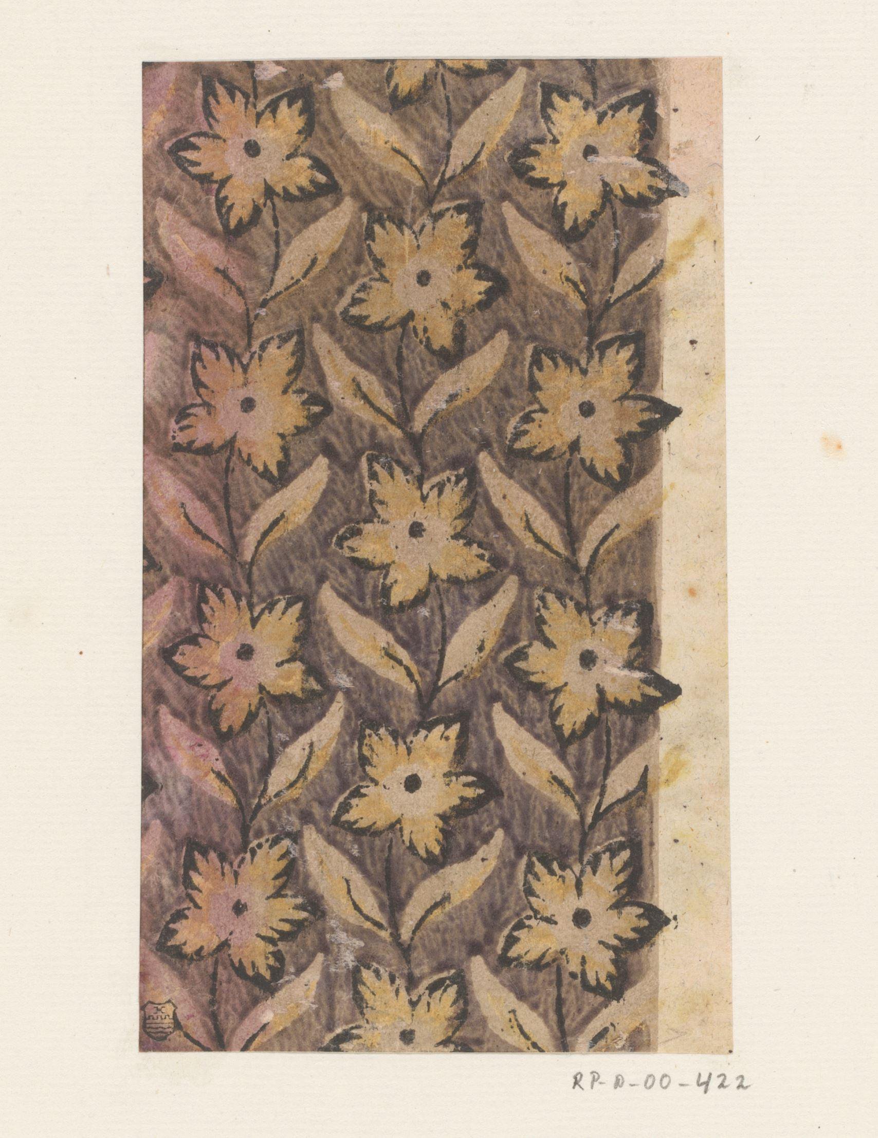 Blad met banenpatroon van uitgespaarde bloemen
