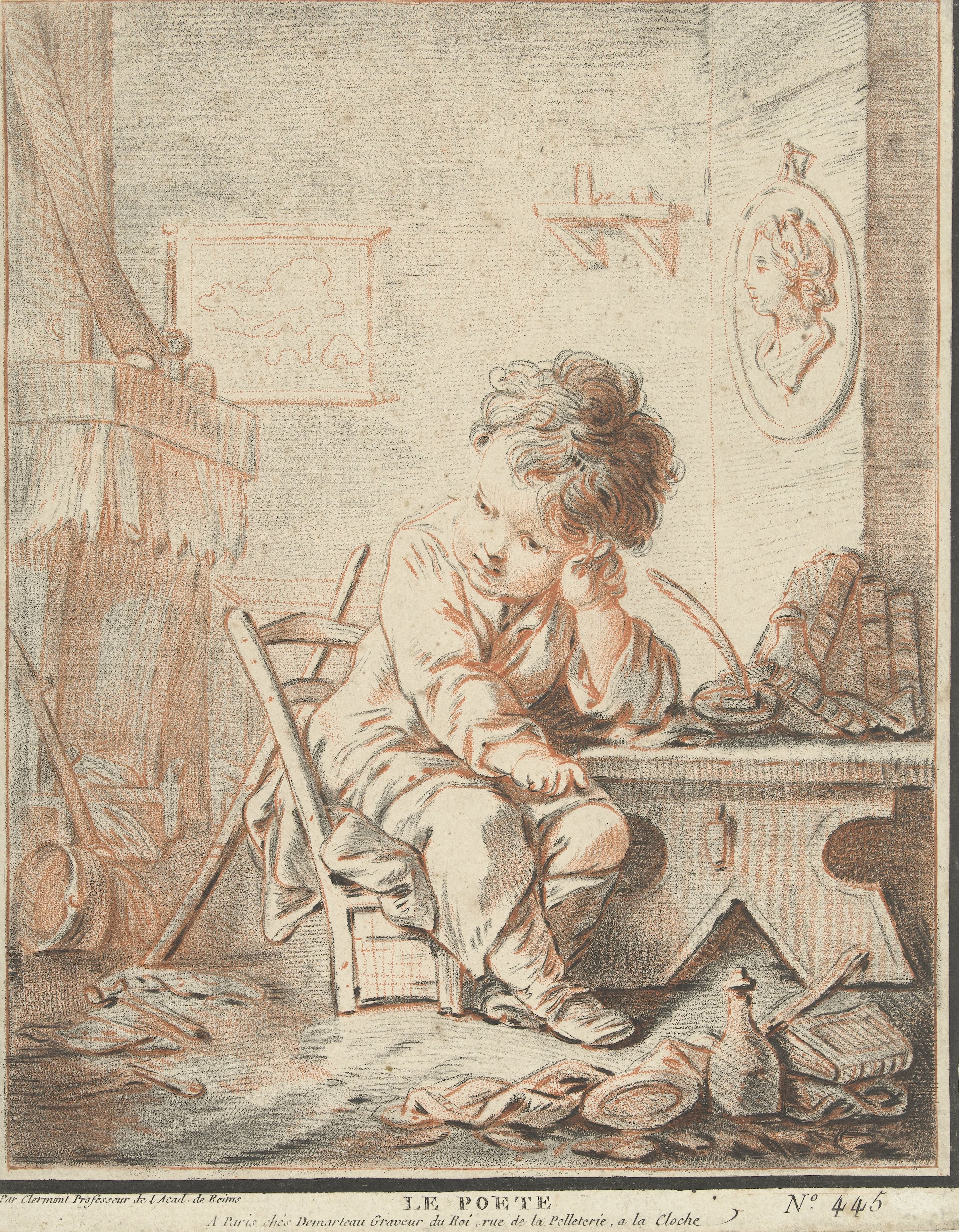 Kind als dichter aan het werk in interieur