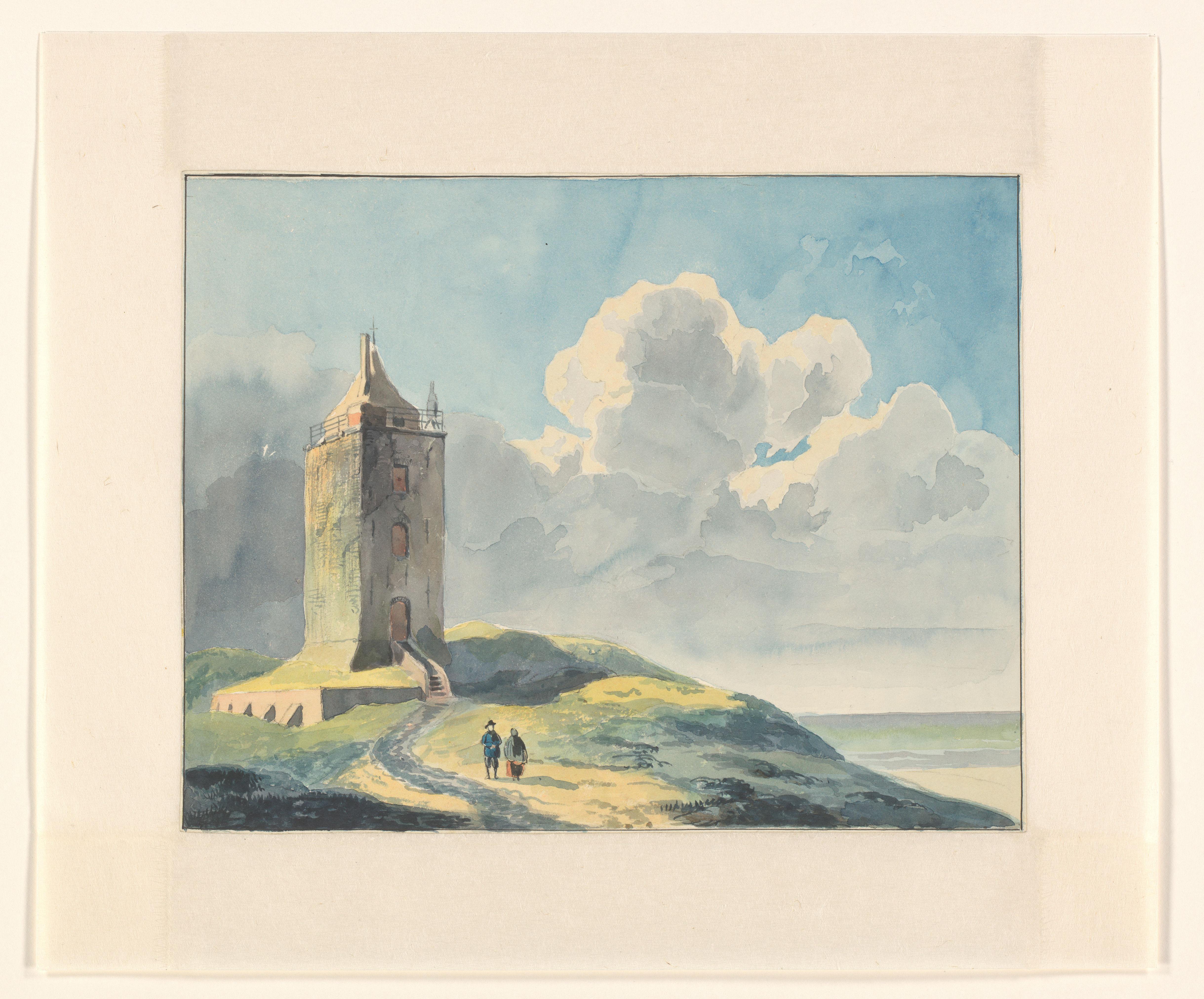 Kustgezicht met vuurtoren