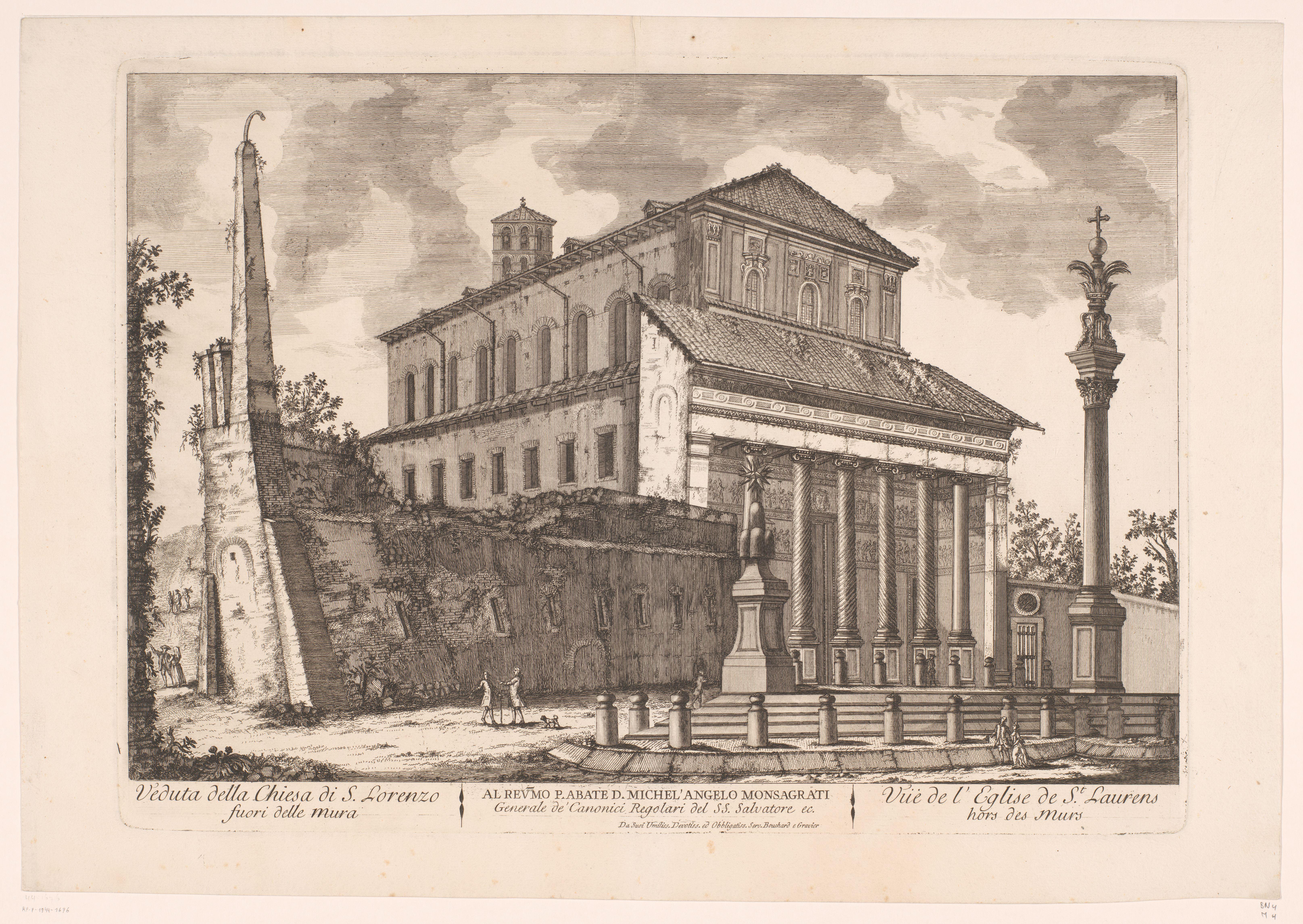 Gezicht op de Sint-Laurens buiten de Muren in Rome
