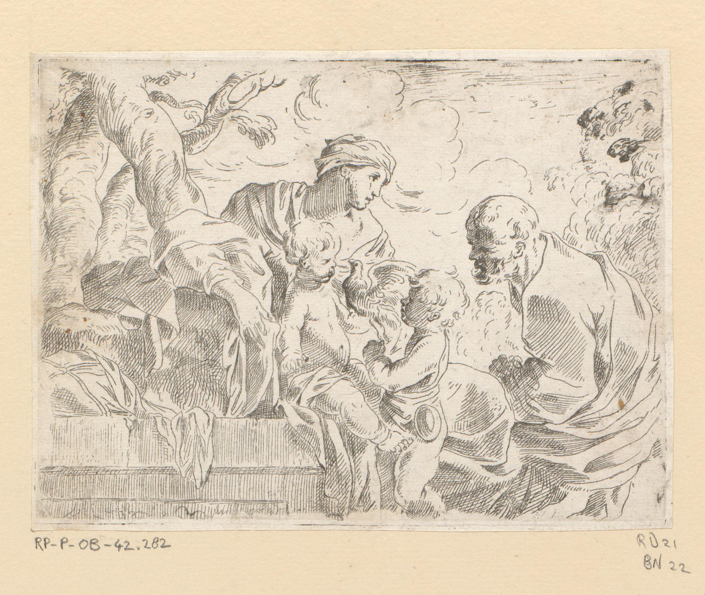 Heilige Familie met Johannes de Doper en vogel