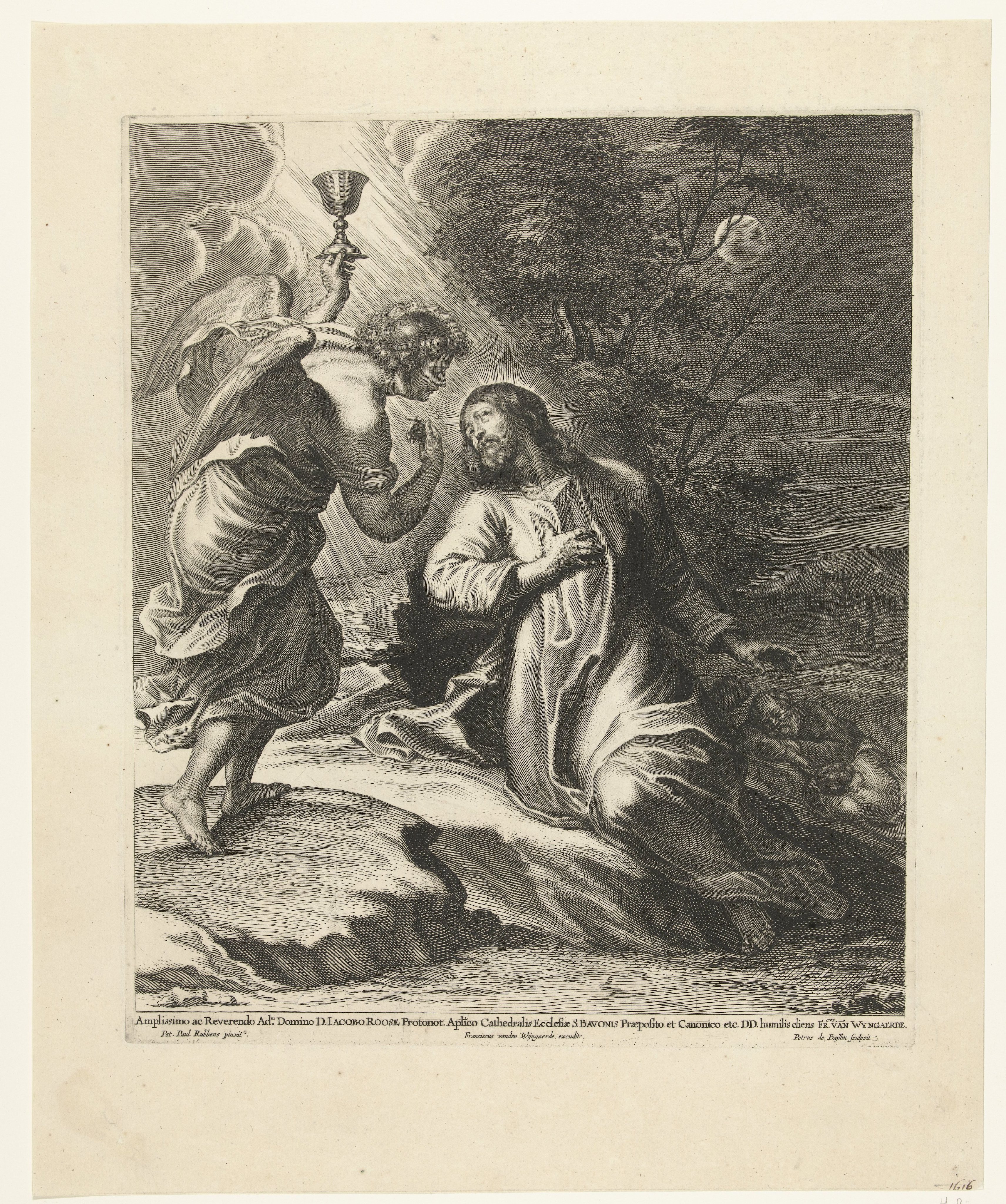Christus en engel met kelk op Olijfberg (Getsemane)