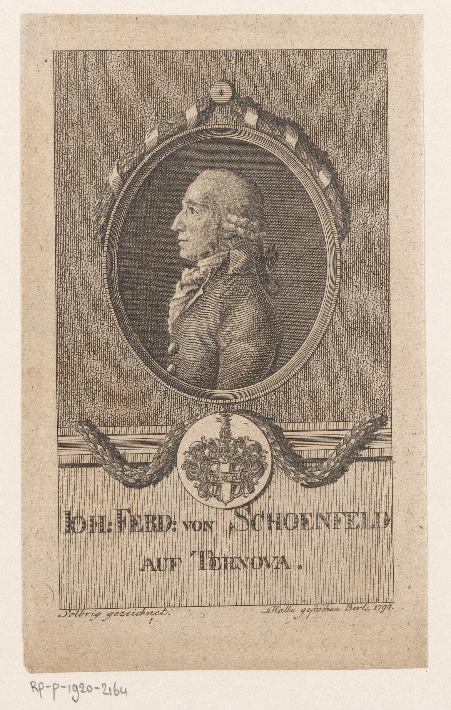 Portret van Johann Ferdinand von Schönfeld