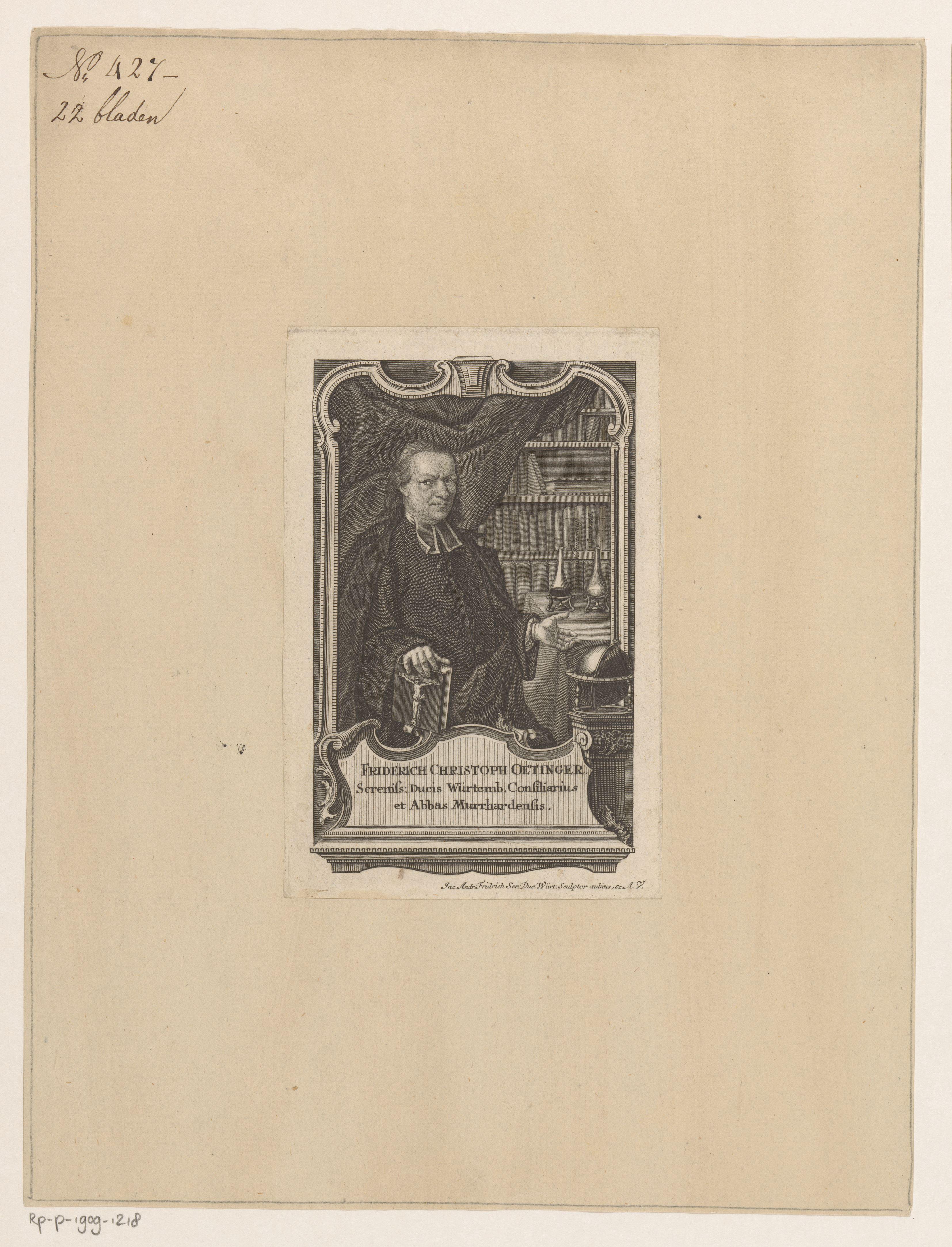 Portret van Friderich Christoph Oetinger