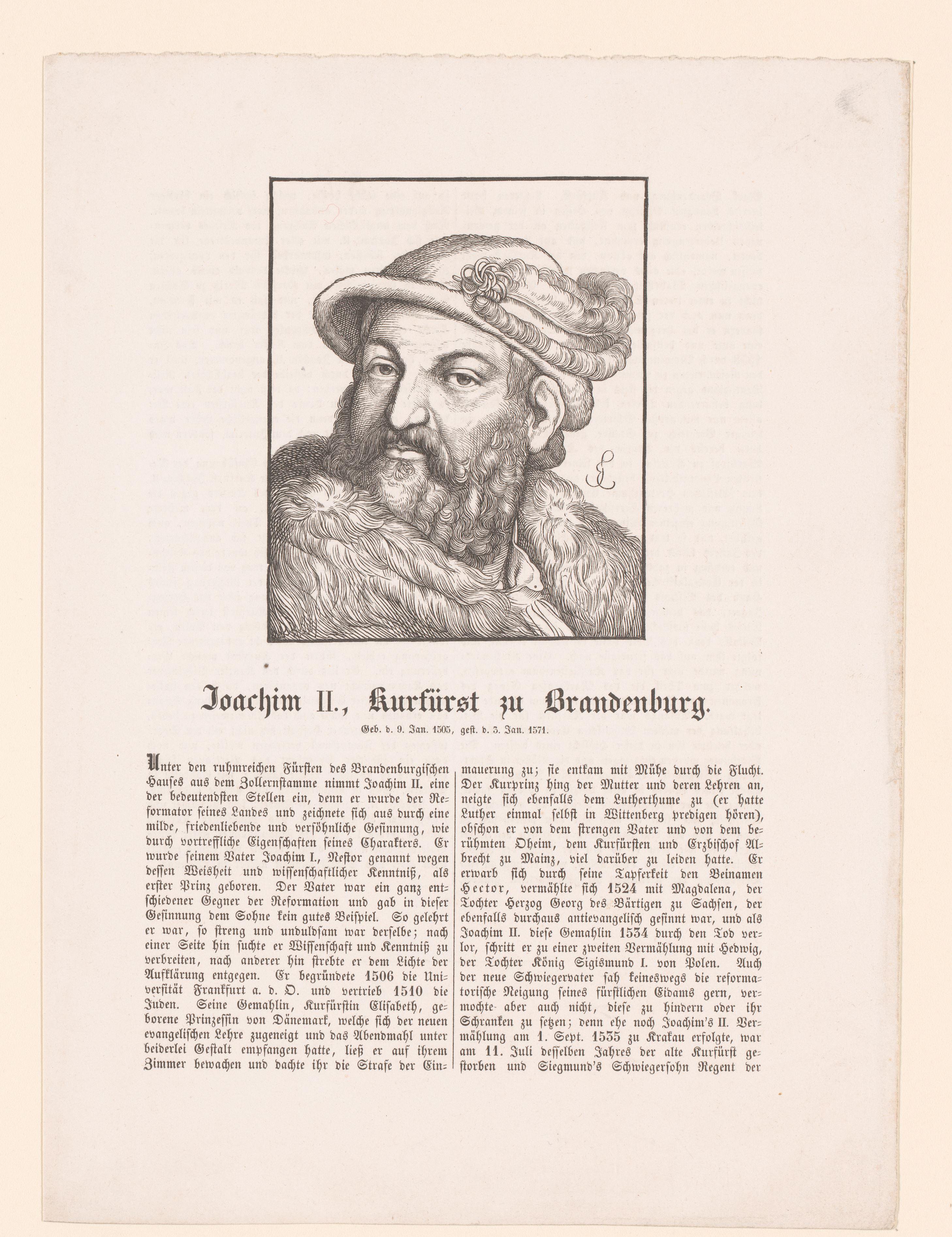 Portret van Joachim II Hecor, keurvorst van Brandenburg