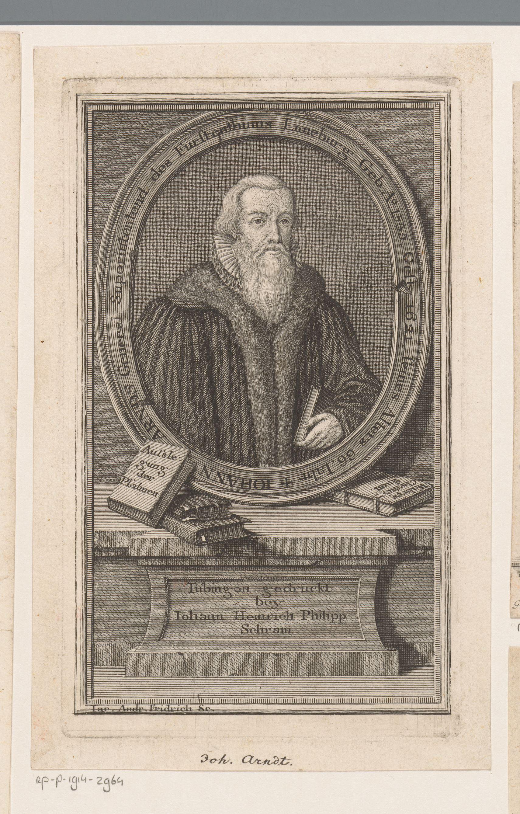 Portret van Johann Arndt op 66-jarige leeftijd