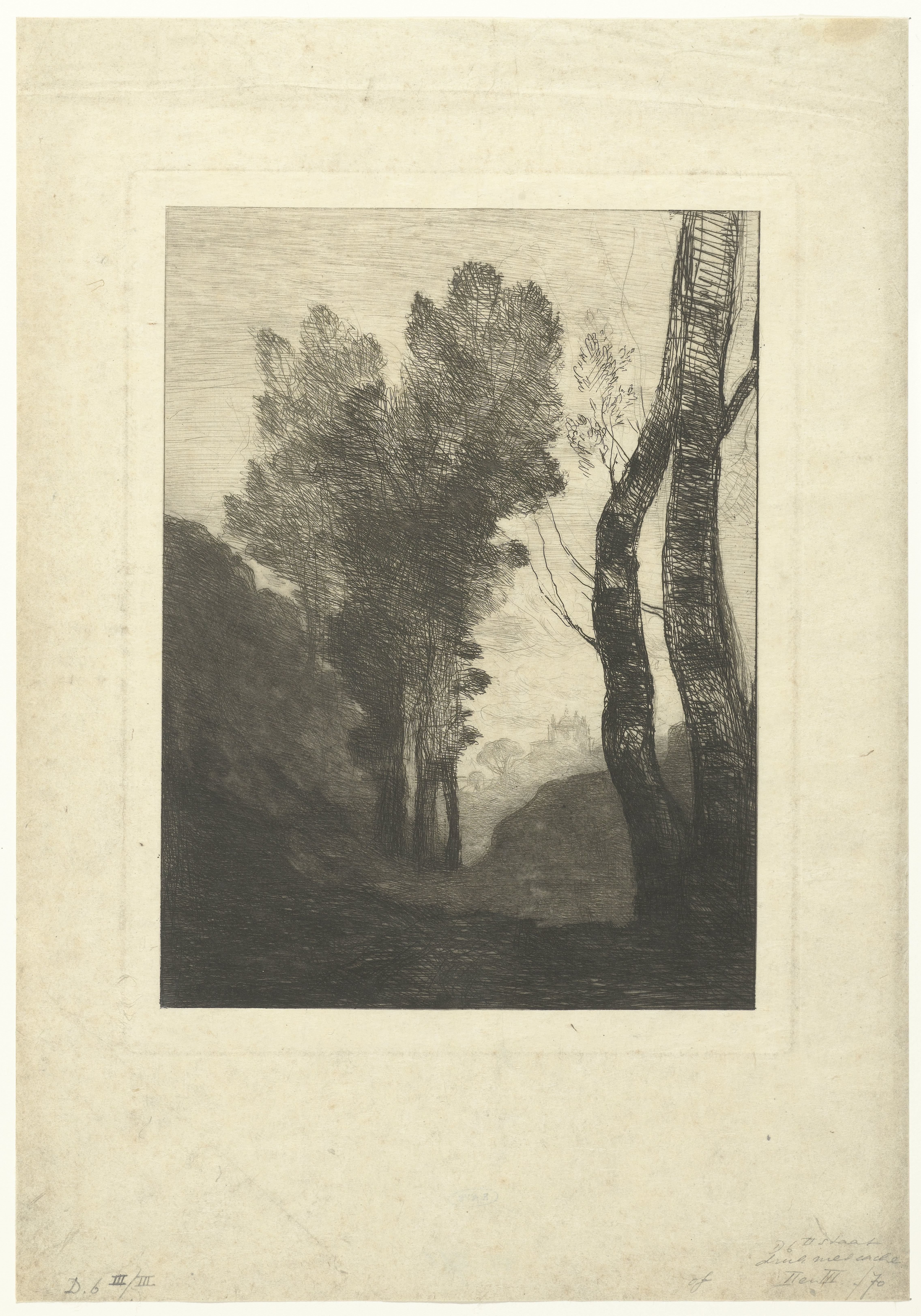 Landschap met bomen in omgeving van Rome