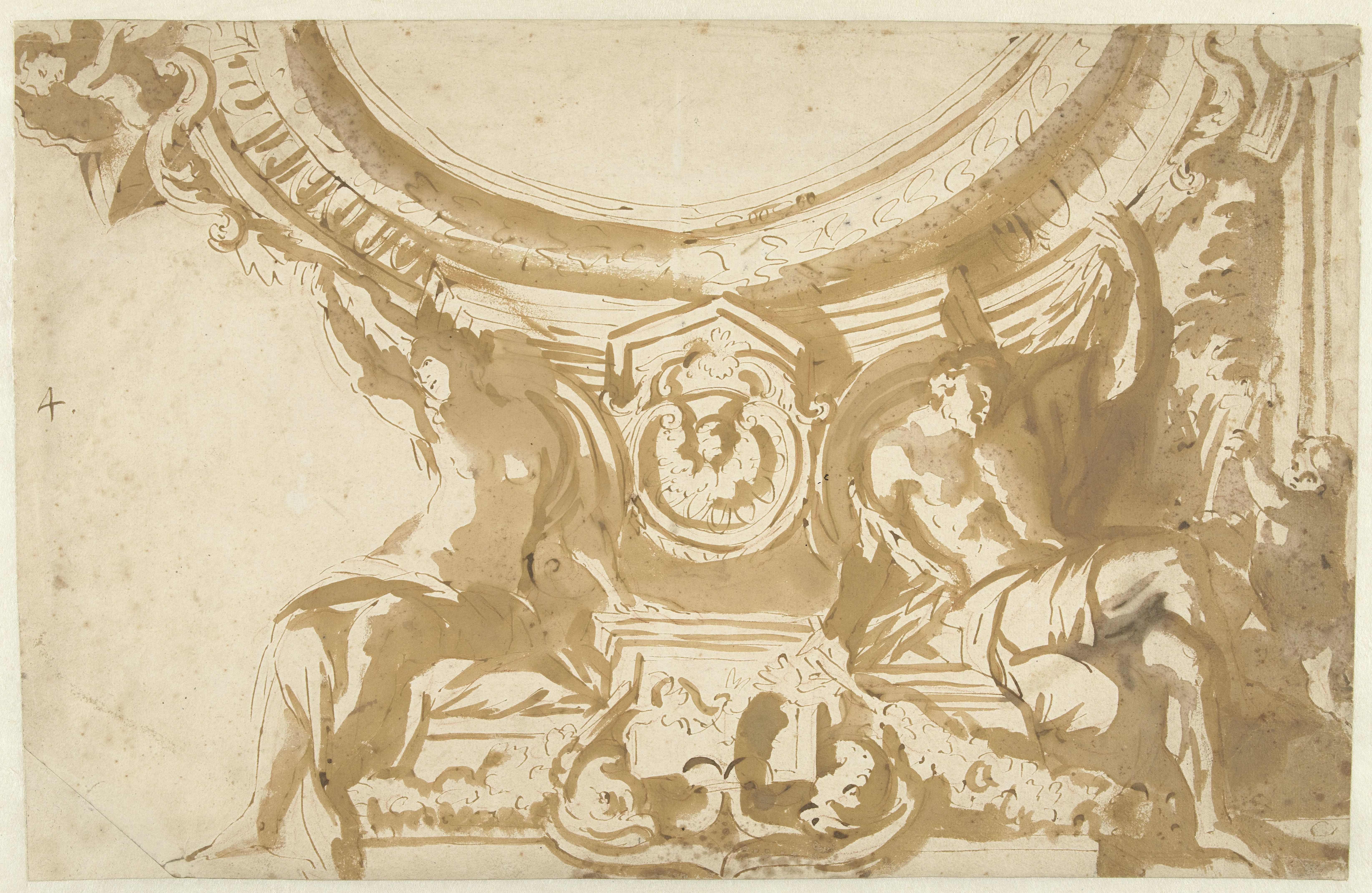 Ontwerp voor een plafond met twee dragende figuren