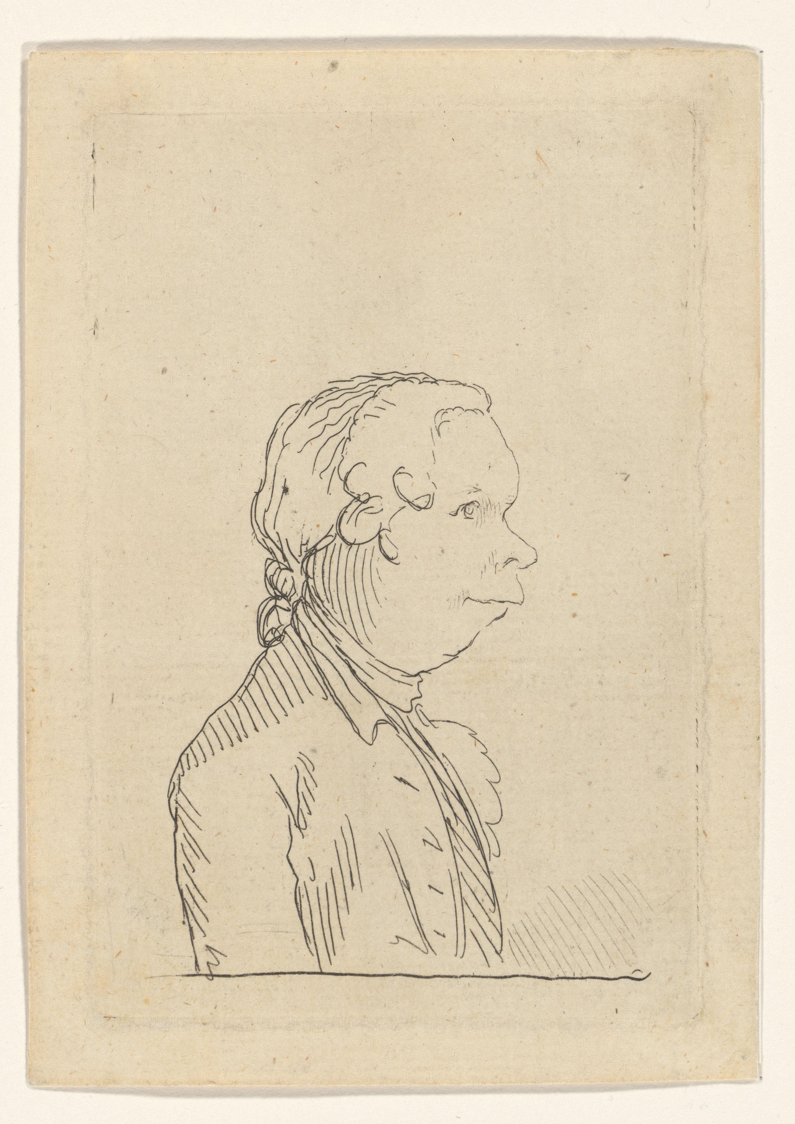 Karikaturaal portret van Oliver Goldsmith