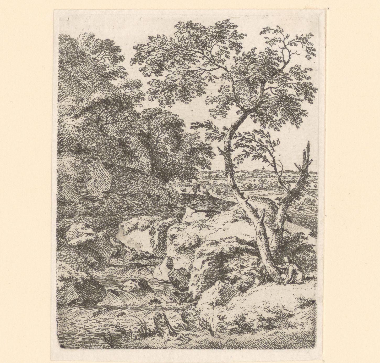 Heuvellandschap met een beek