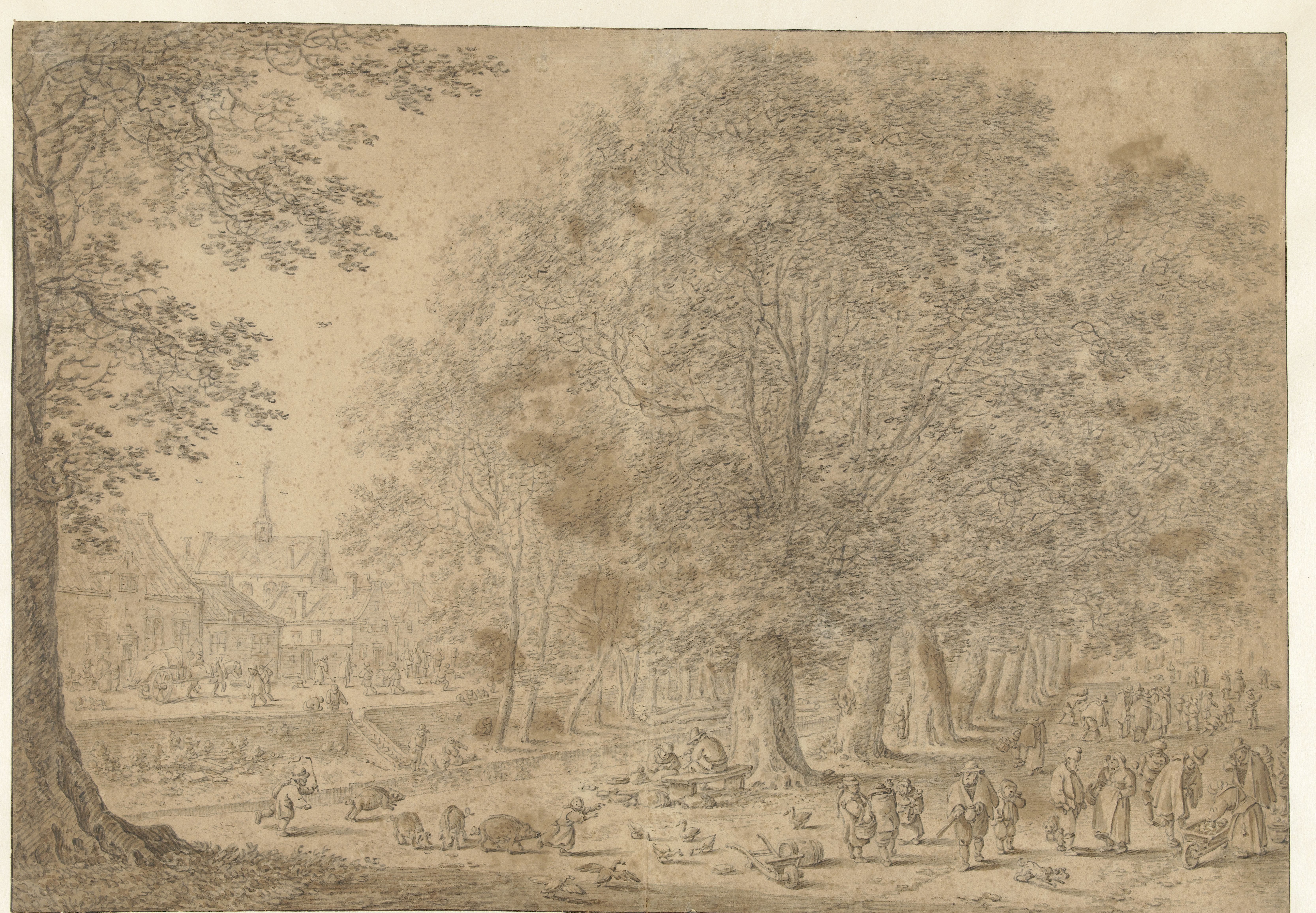 Gezicht op Onder de Linden (Nieuwe Gracht) te Utrecht