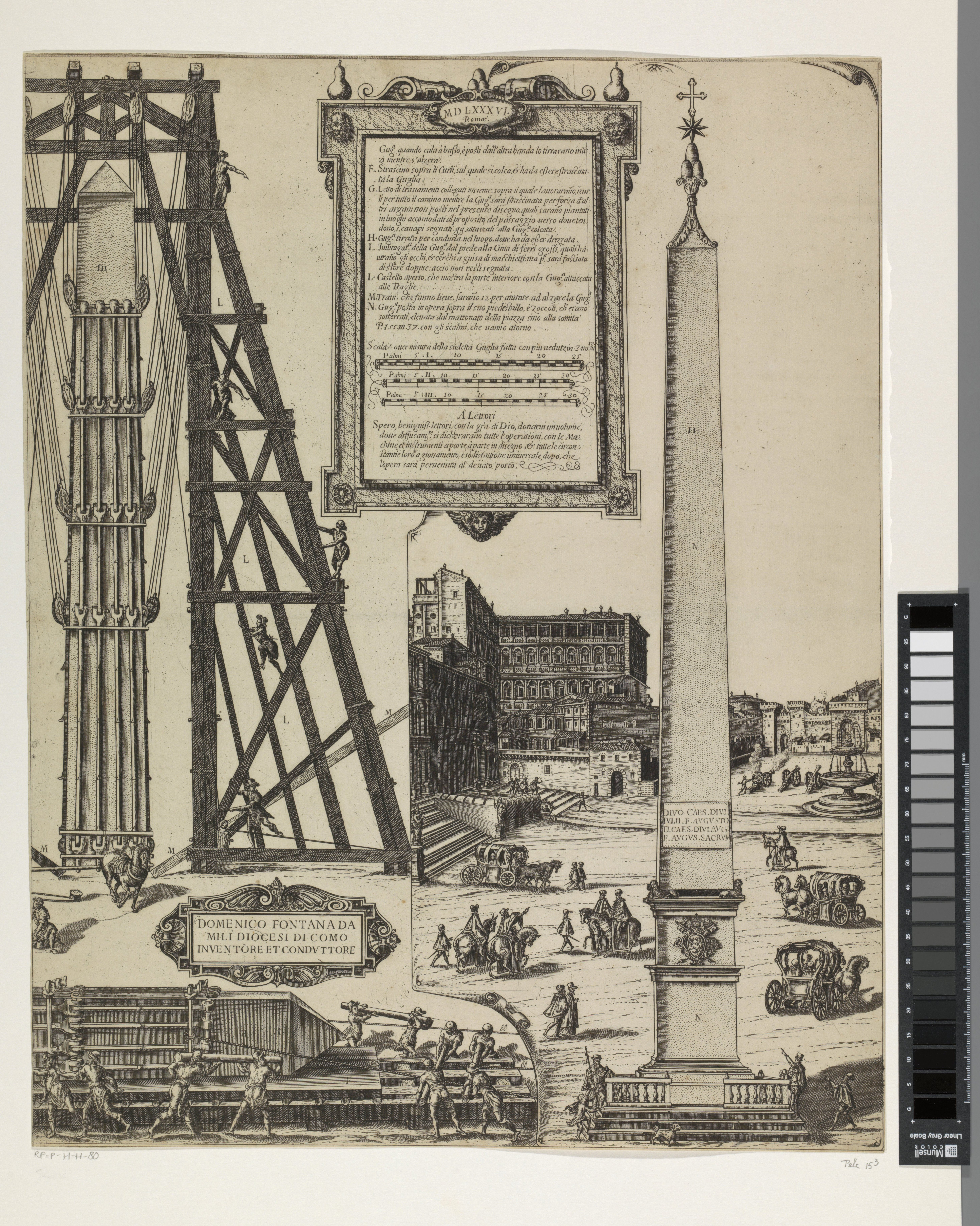 Het oprichten van de obelisk op het St. Pietersplein