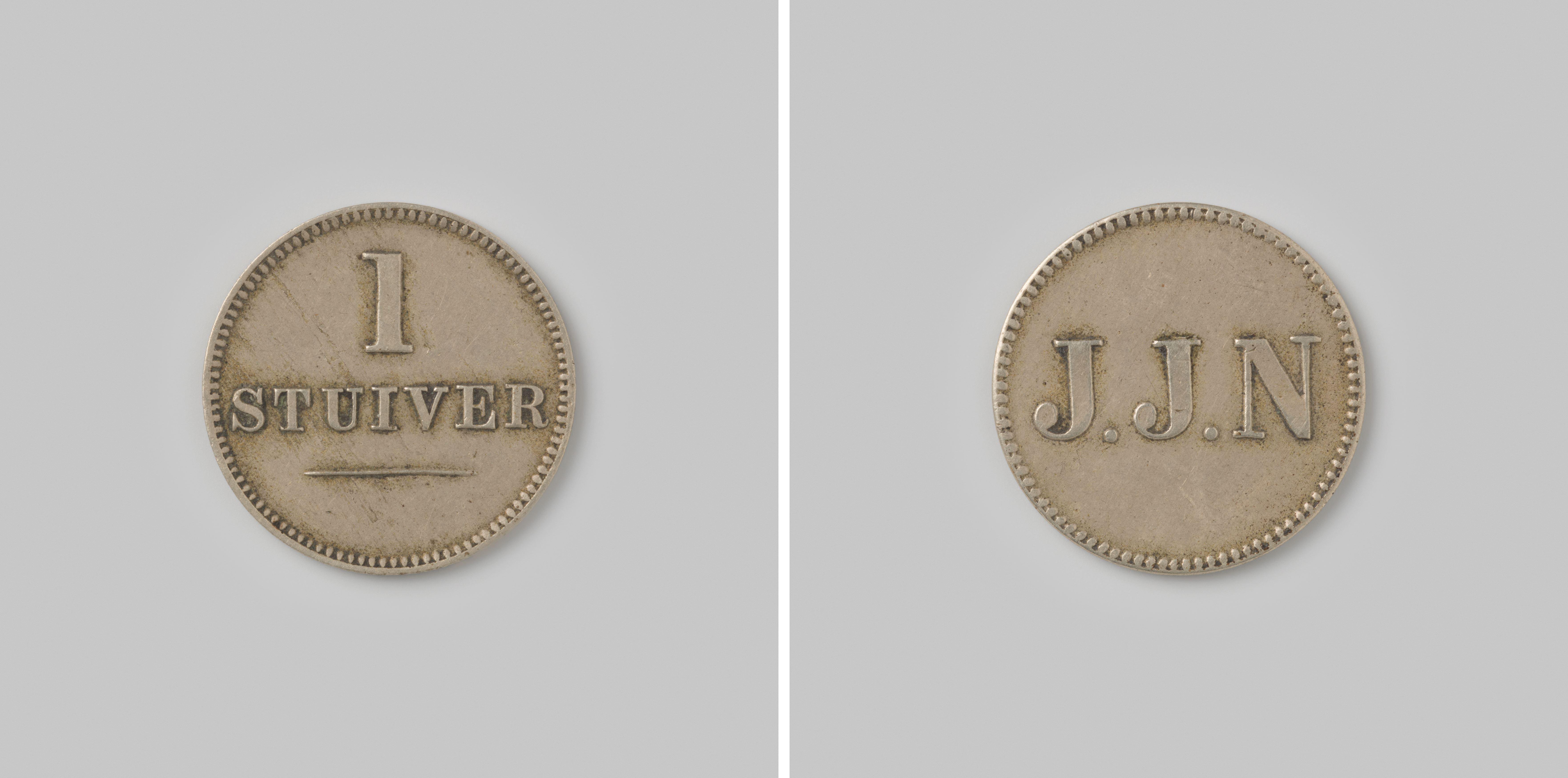 Particuliere stuiver van de firma J. J. Naär te Willemstad, Curacao, ca. 1880