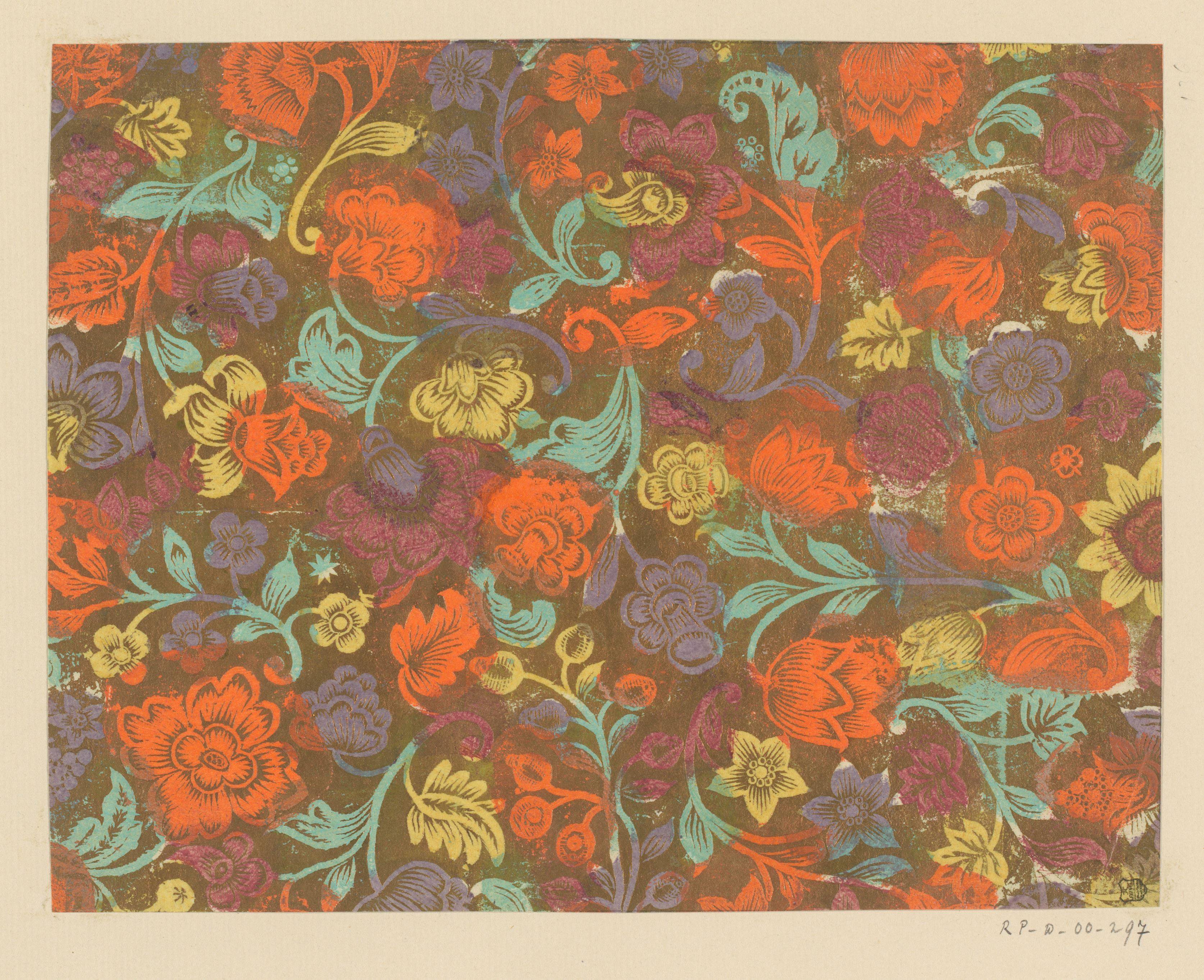 Blad met bloemen en vruchten