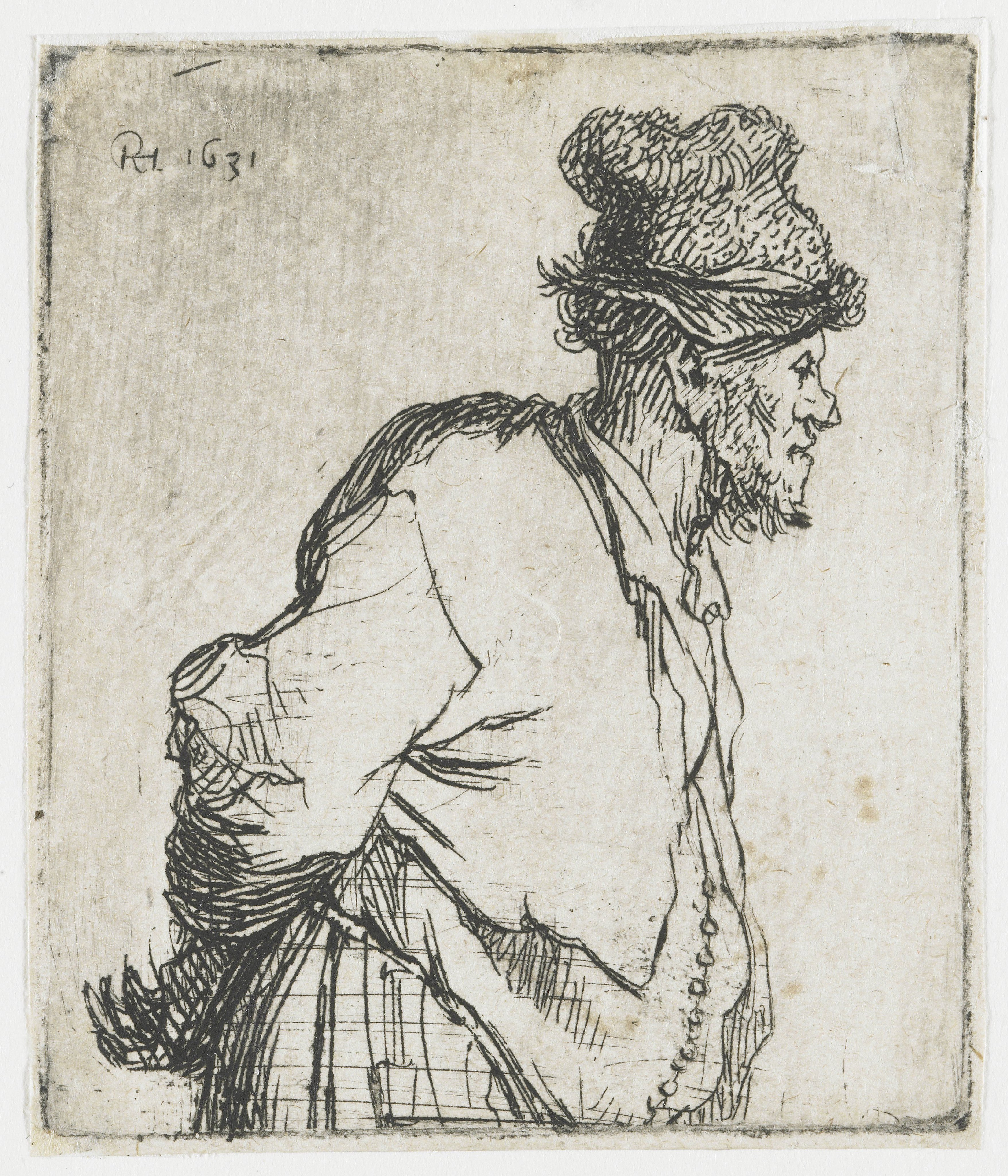 Boer met zijn handen op de rug