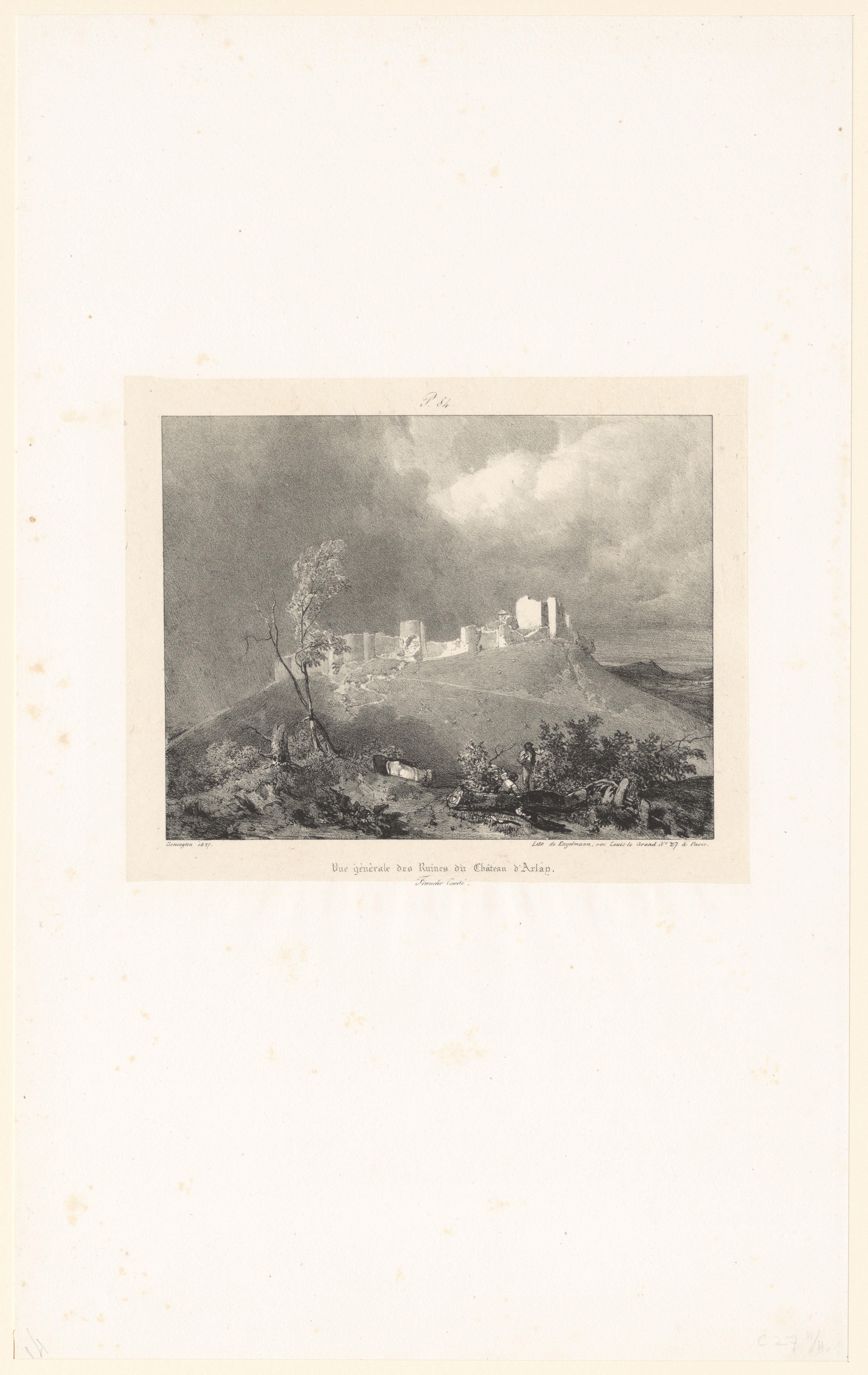 Gezicht op de ruïnes van het kasteel van Arlay