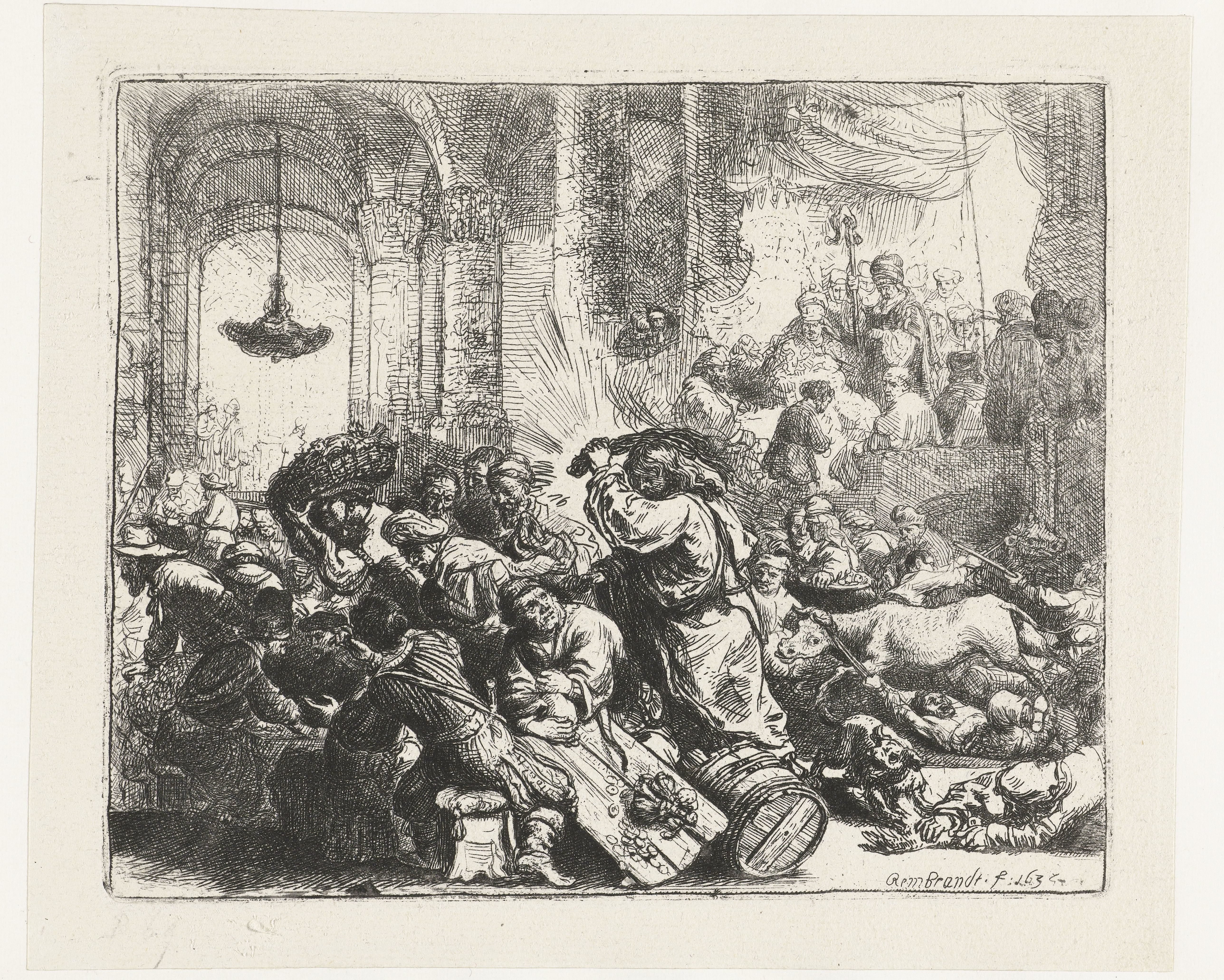 Christ driving the money changers from the temple