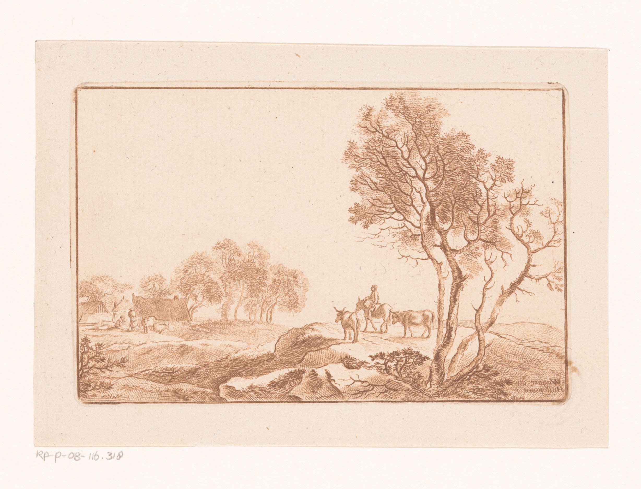 Landschap met een herder te paard