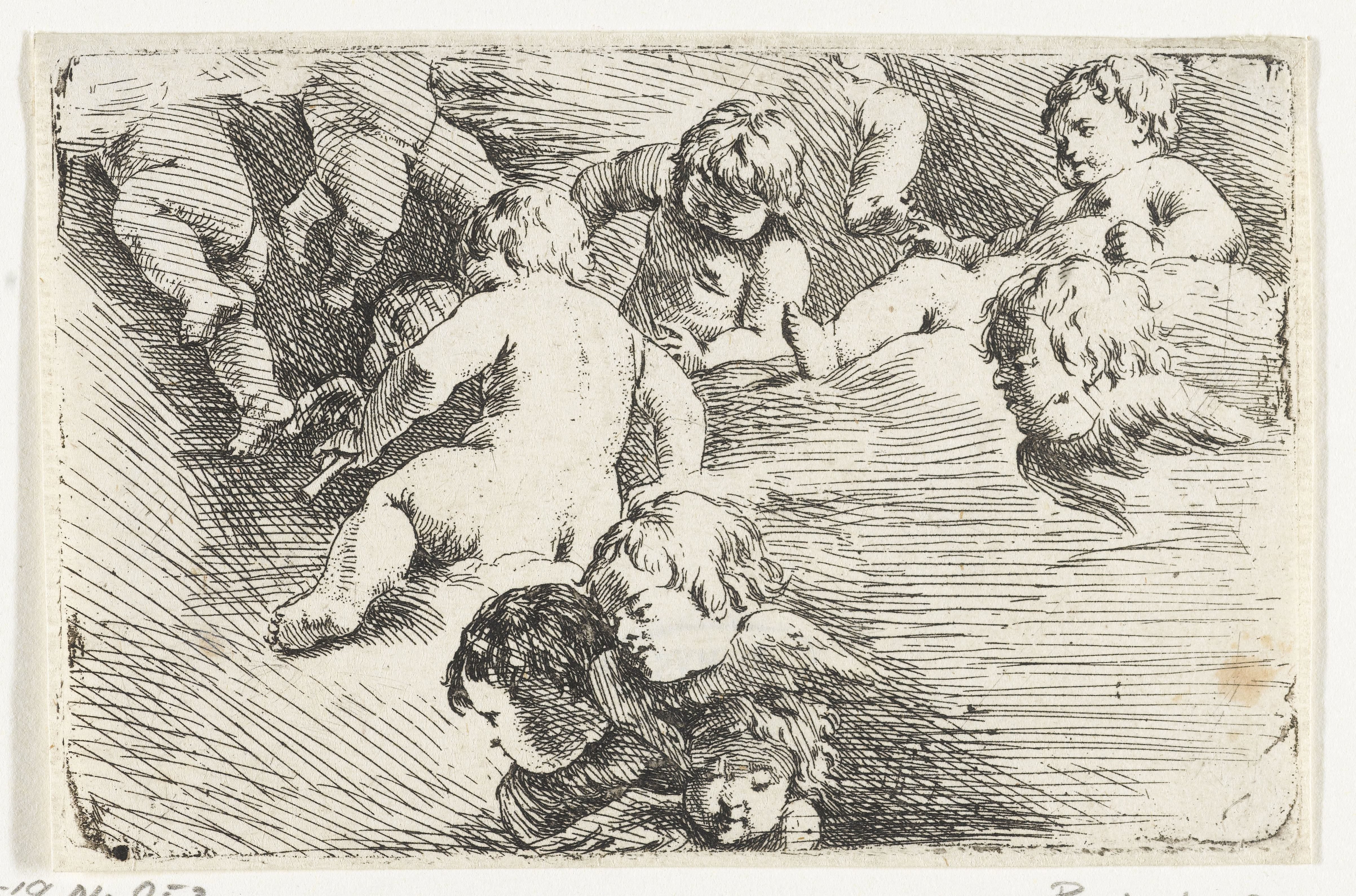 Engeltjes in wolken spelend