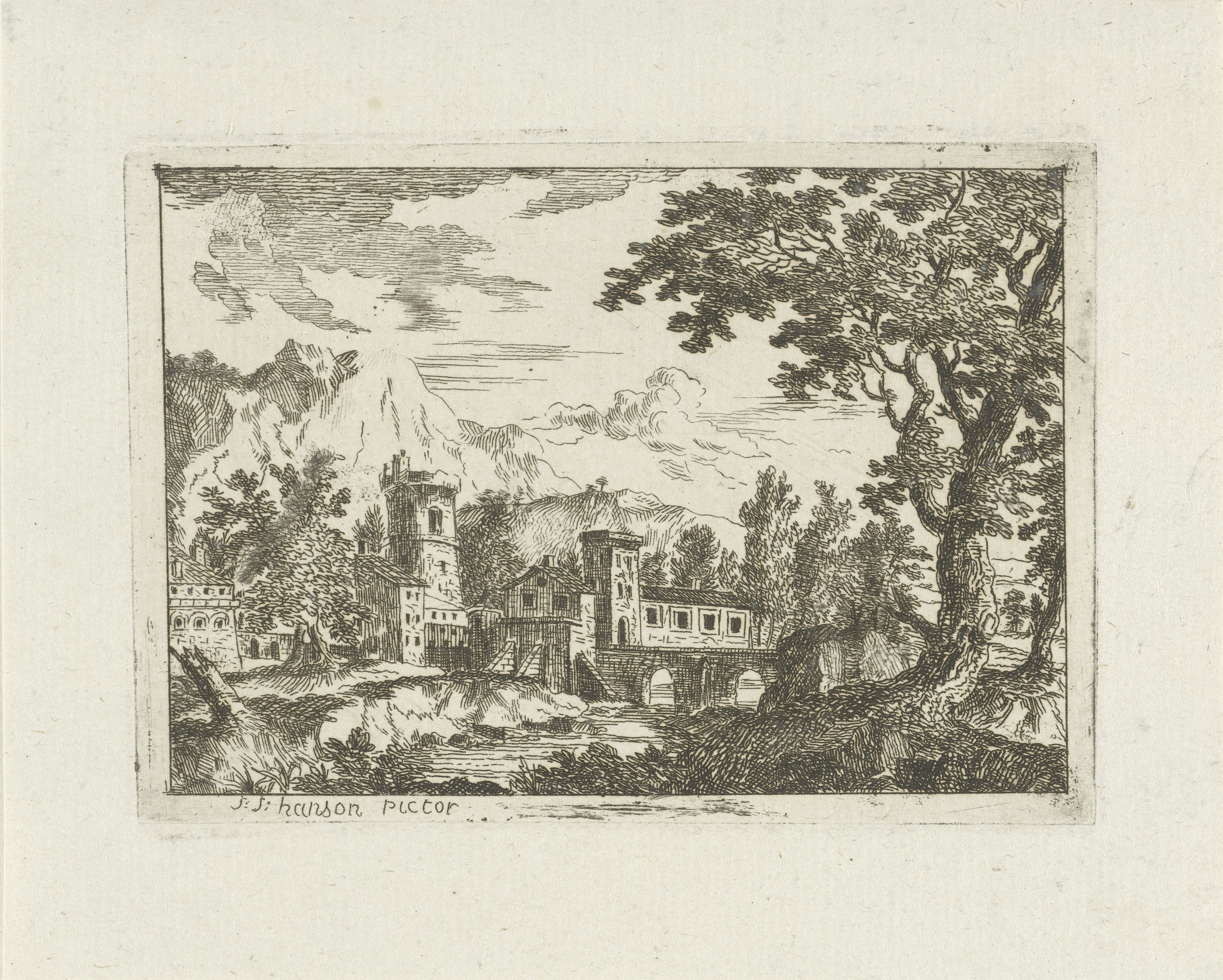 Stenen gebouwen aan een rivier