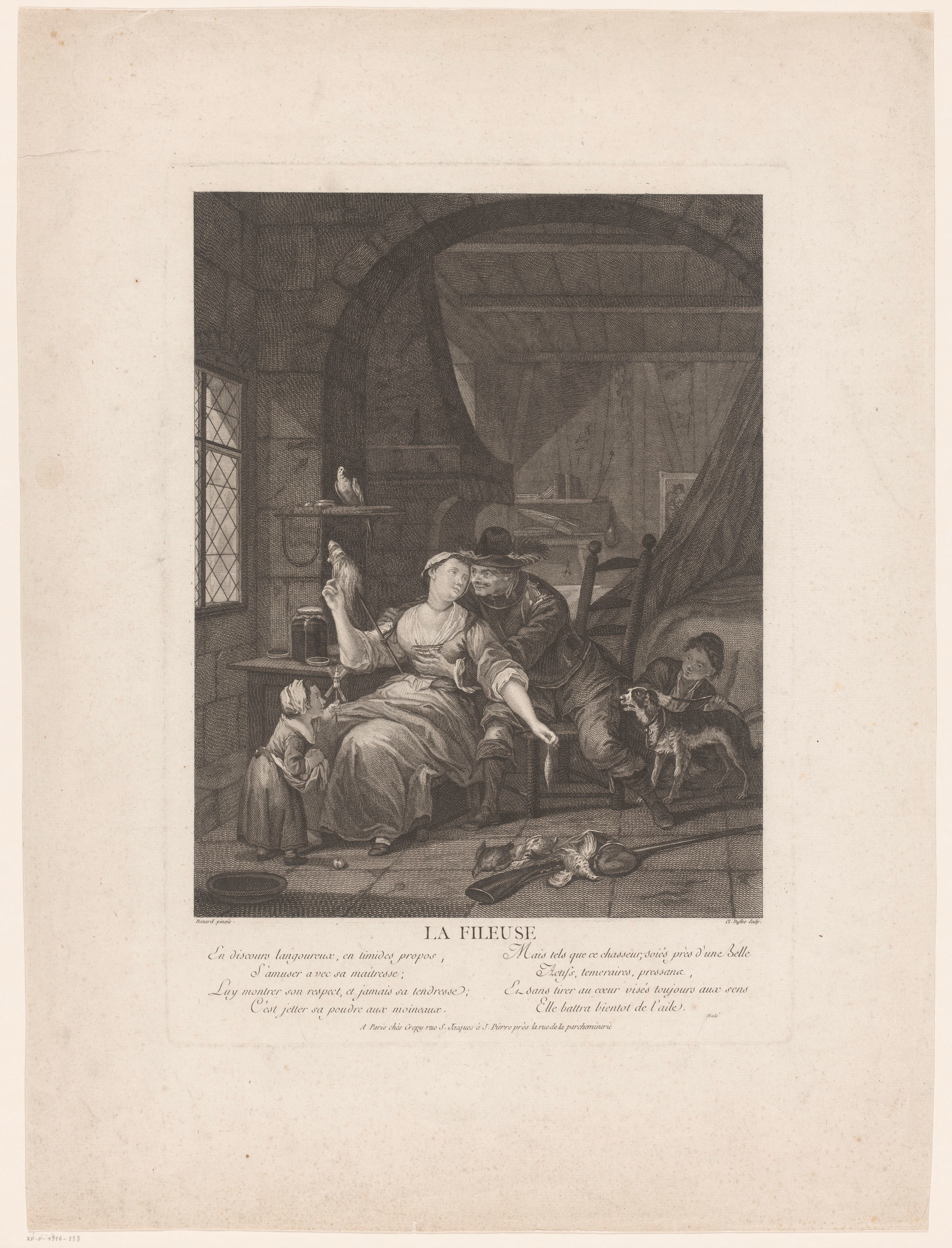 Interieur met koppel in omhelzing